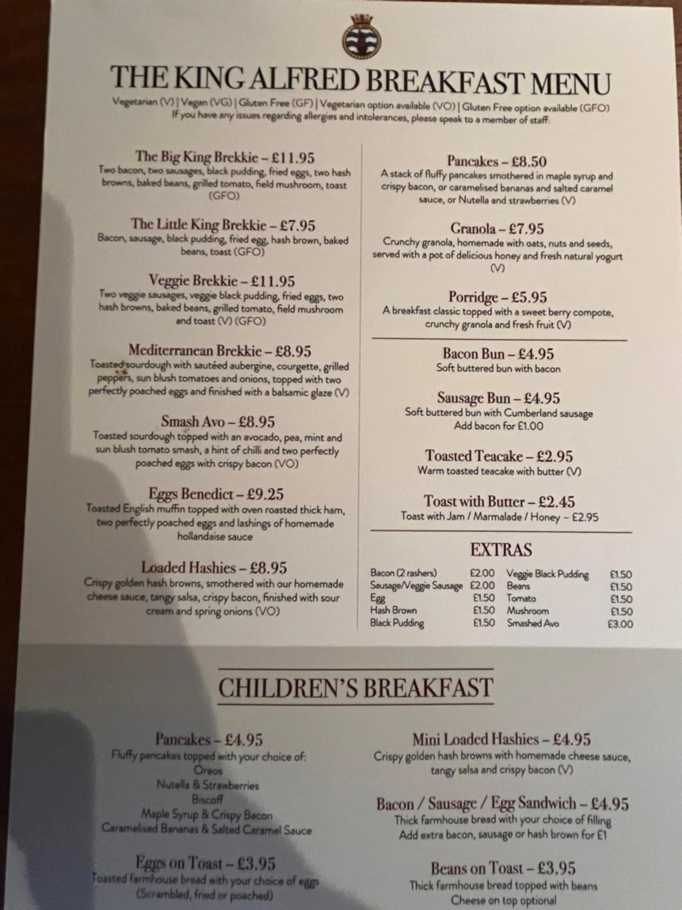 Breakfast in King Alfred Hotel