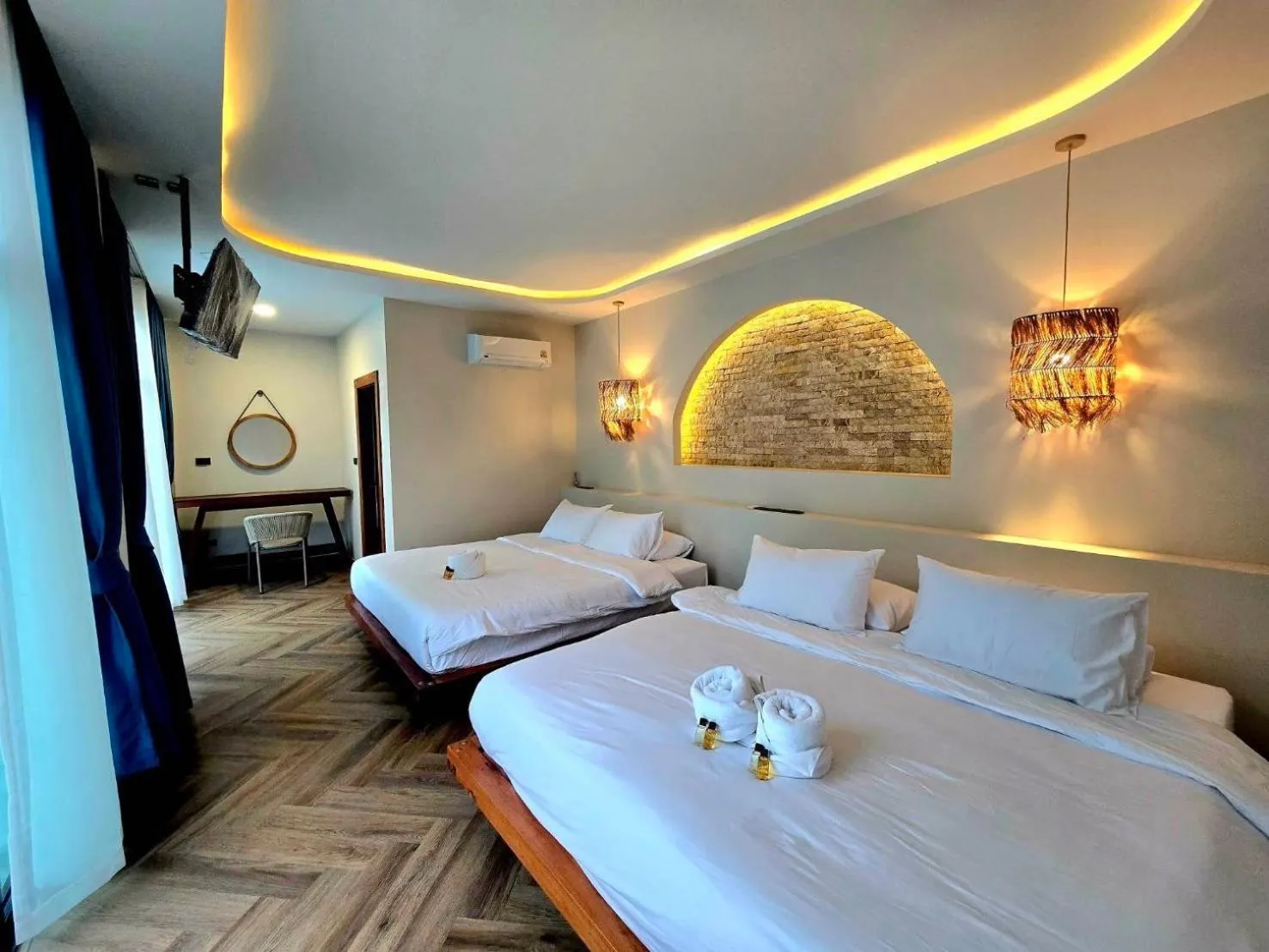 Bed in SkyBird Lake View Resort Khaoyai