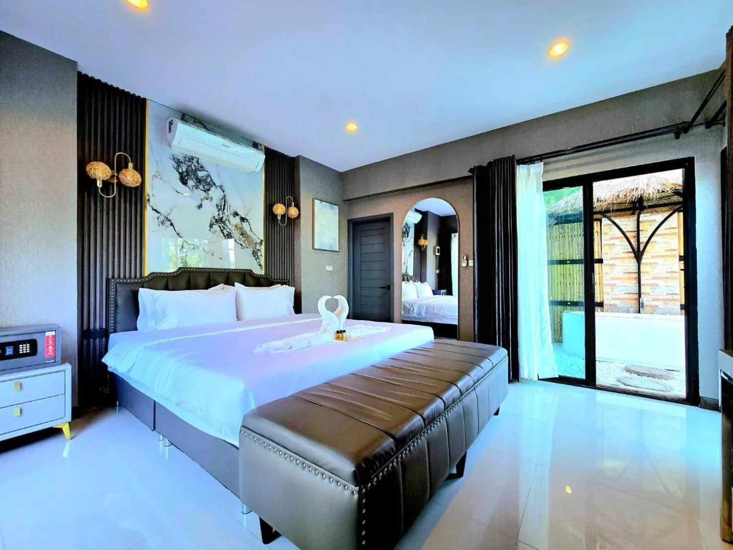 Bed in SkyBird Lake View Resort Khaoyai