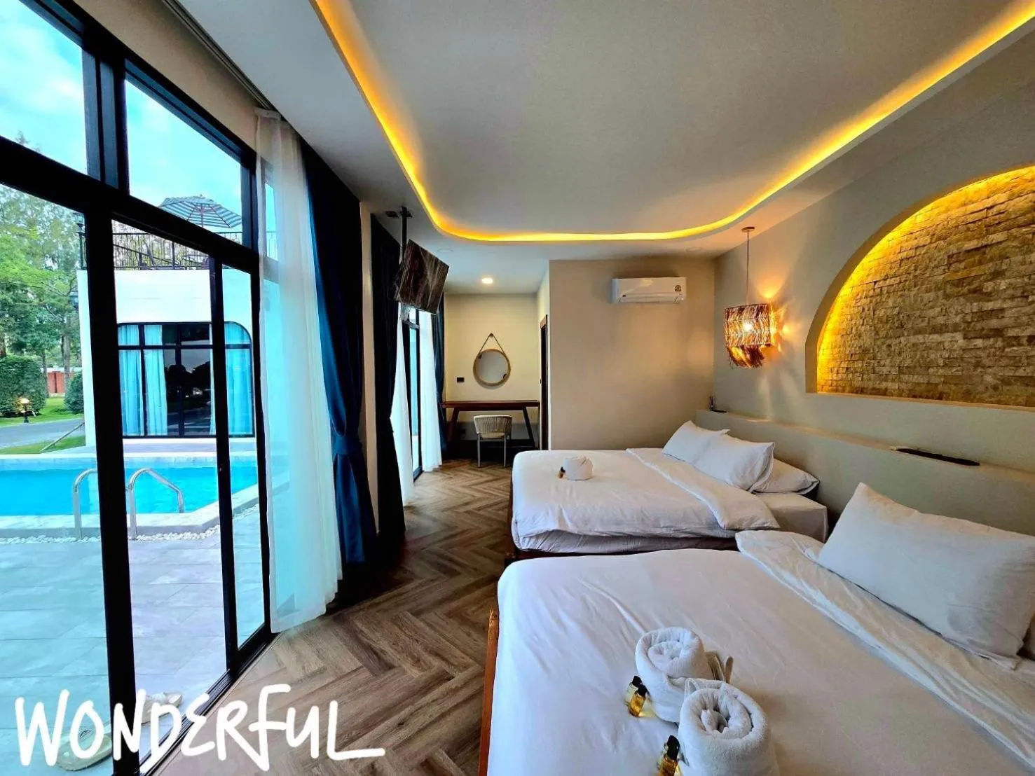 Bed in SkyBird Lake View Resort Khaoyai