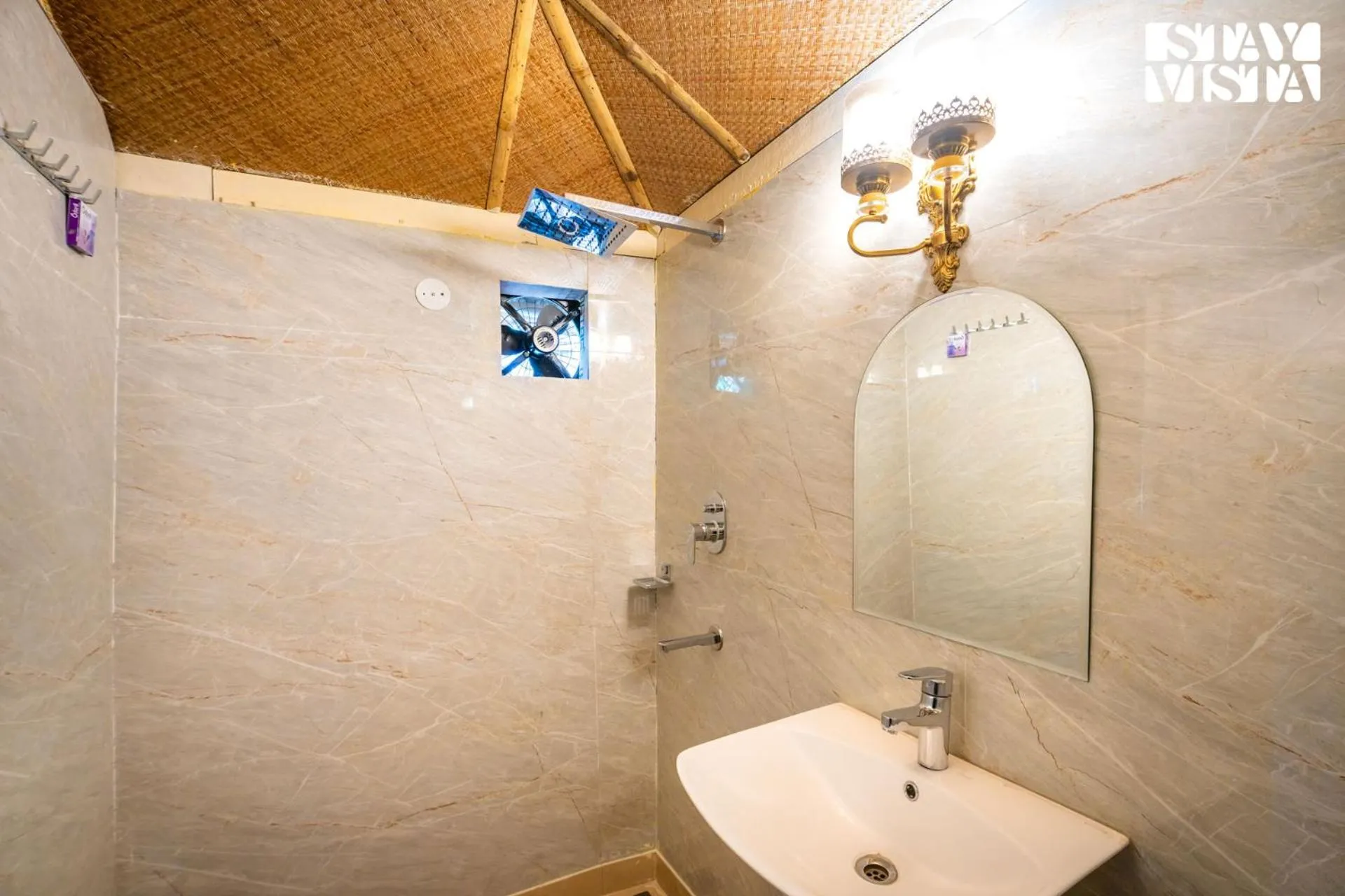 Bathroom in StayVista at Maple Farms with Pool, BBQ & Bonfire