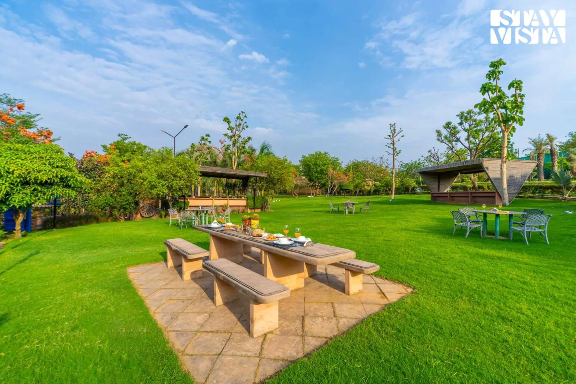 Garden in StayVista at Maple Farms with Pool, BBQ & Bonfire