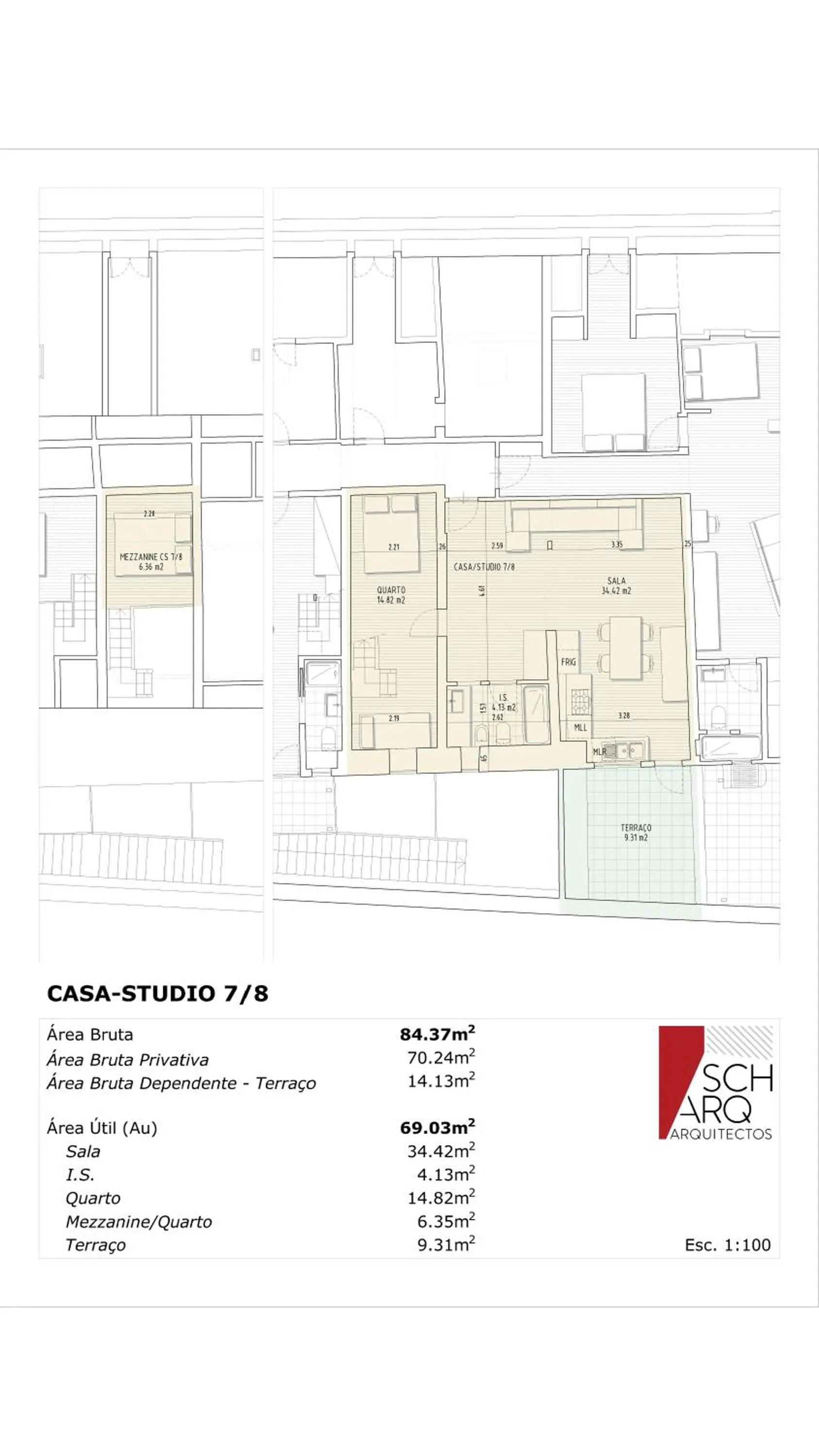 Floor plan in Studios with Mezzanine Rua da Moeda