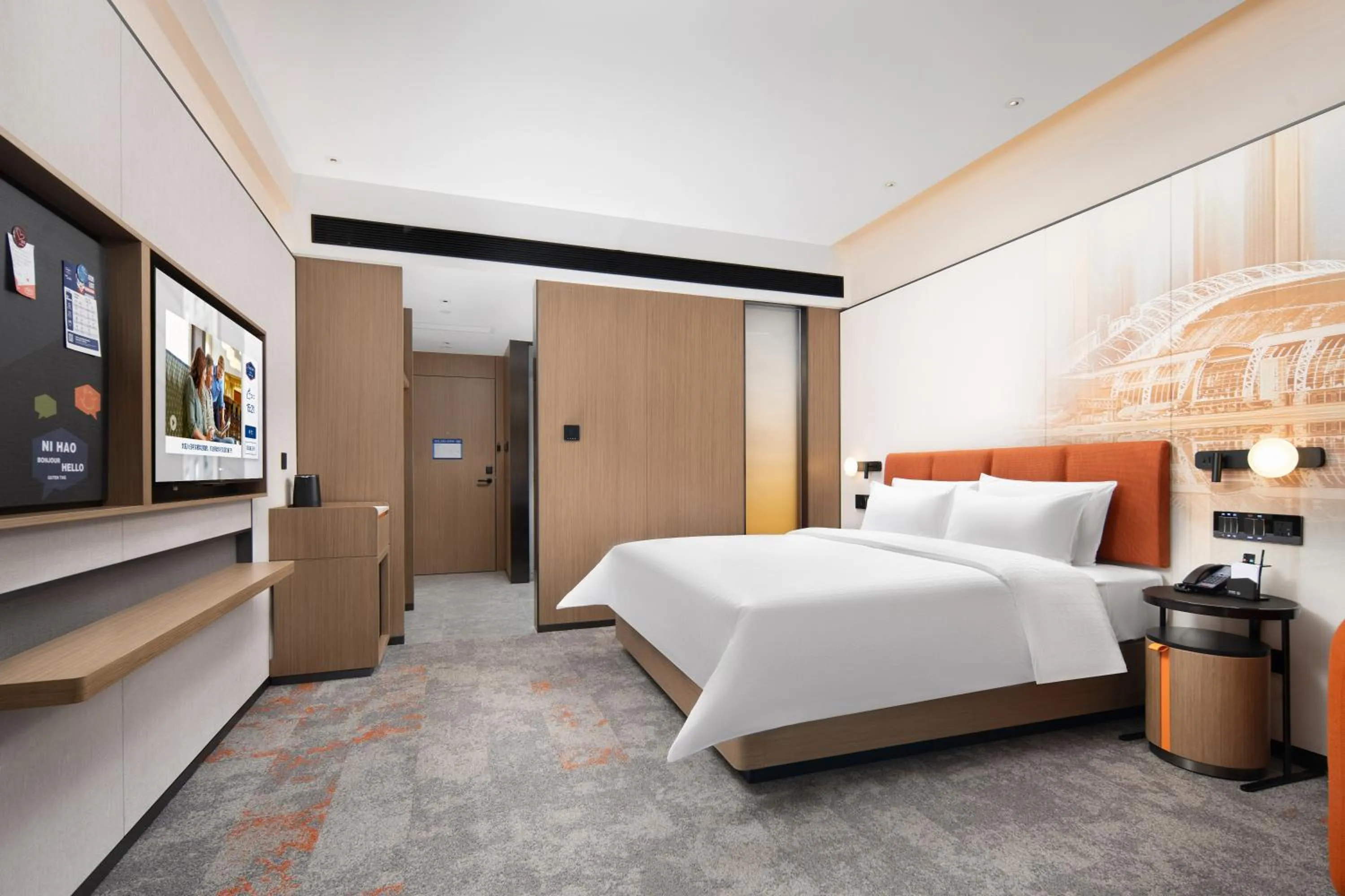 Bed in Hampton by Hilton Guangzhou Renhe Baiyun Airport-Free Shuttle Bus During The Canton Fair