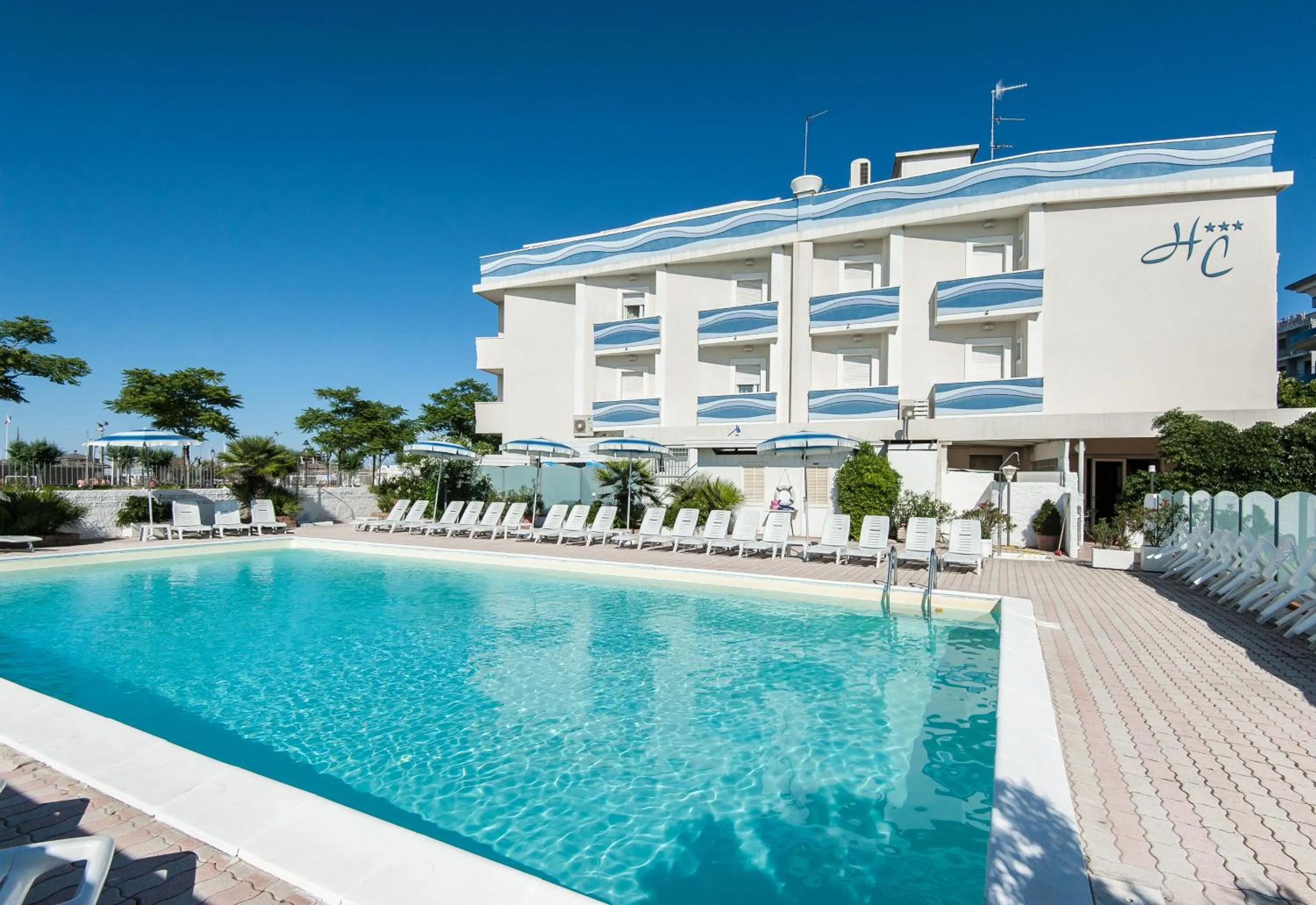 Pool view in Hotel Corinna