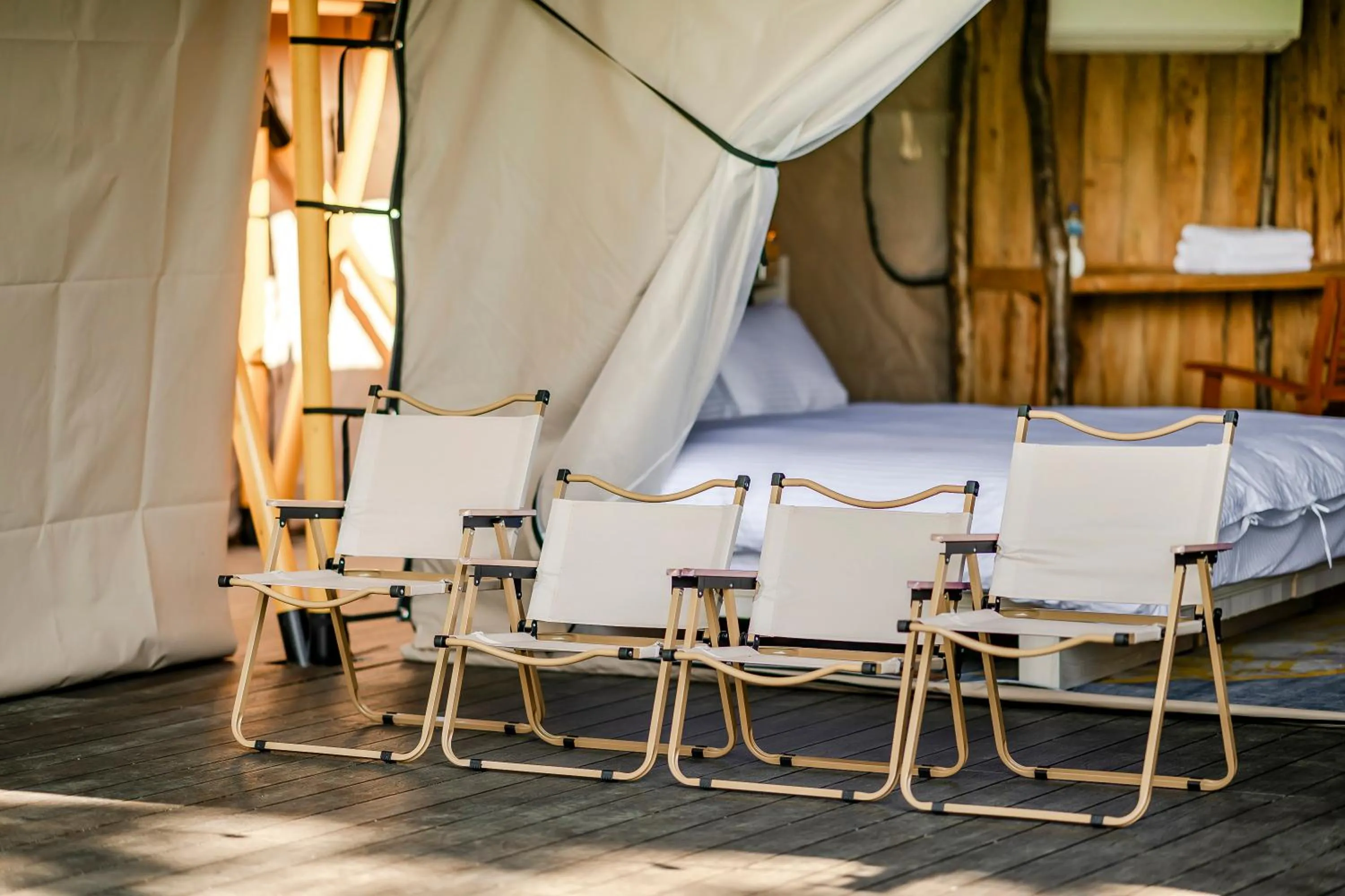 Patio, Bed in Grow Tree Glamping