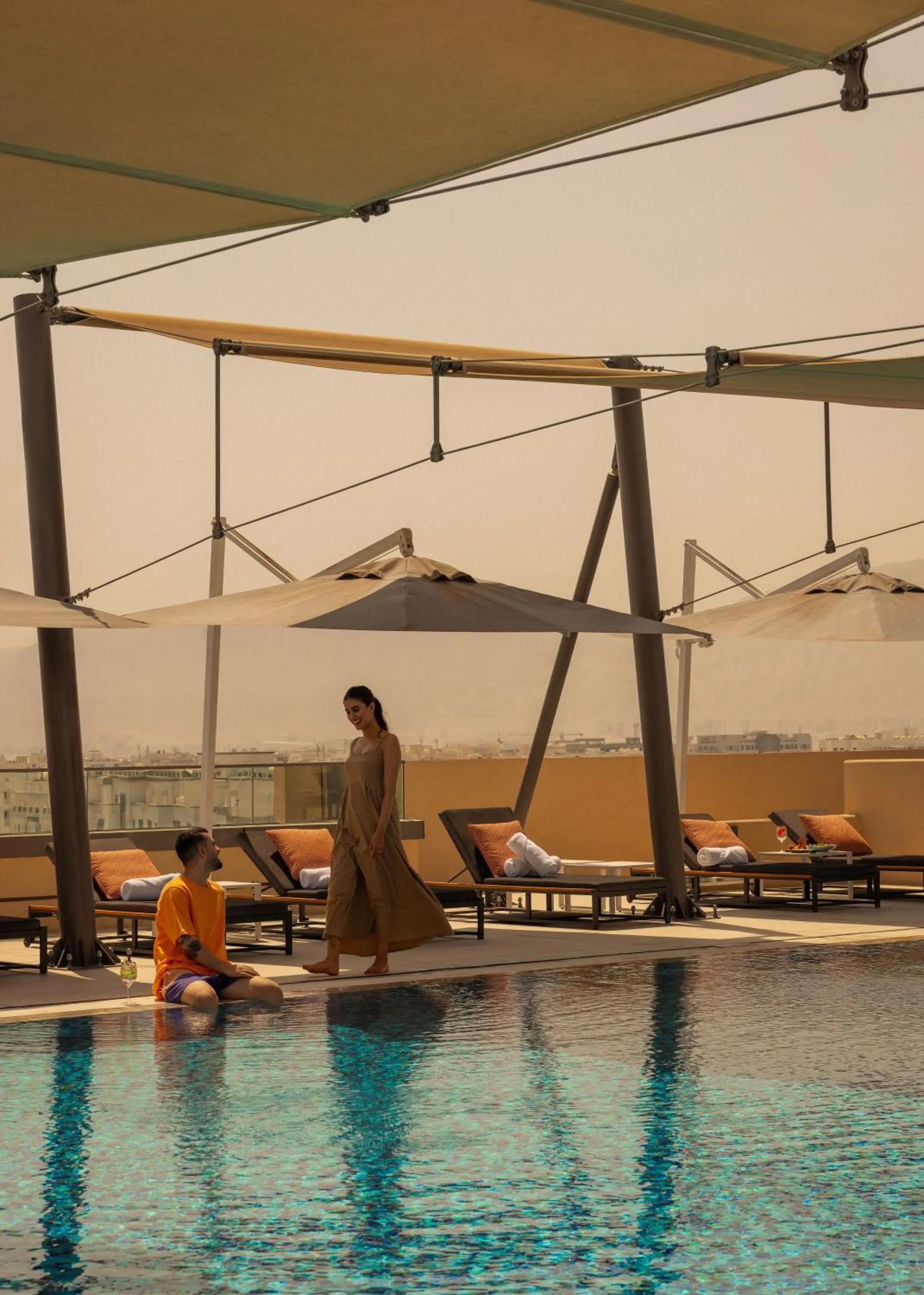 Pool view in Mövenpick Hotel & Apartments Ghala Muscat