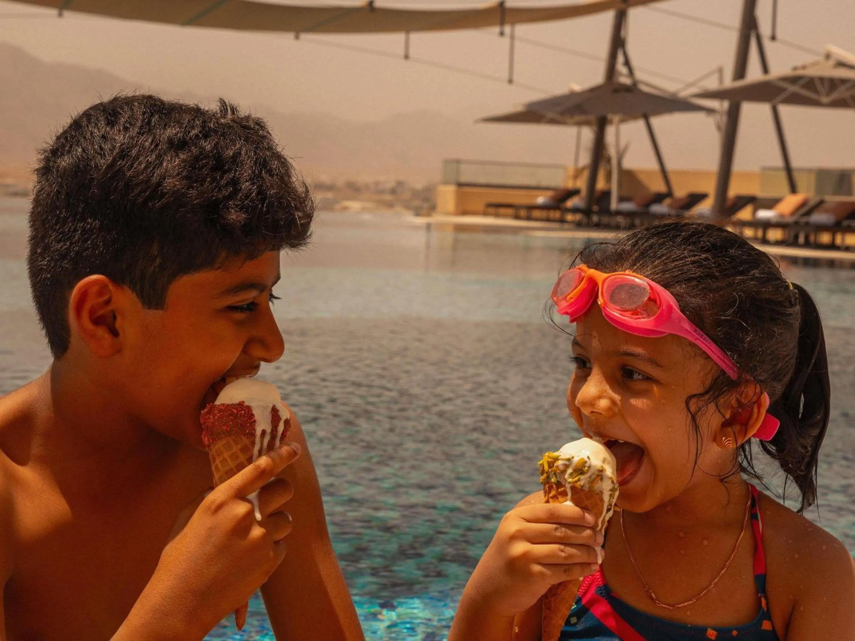 Pool view in Mövenpick Hotel & Apartments Ghala Muscat