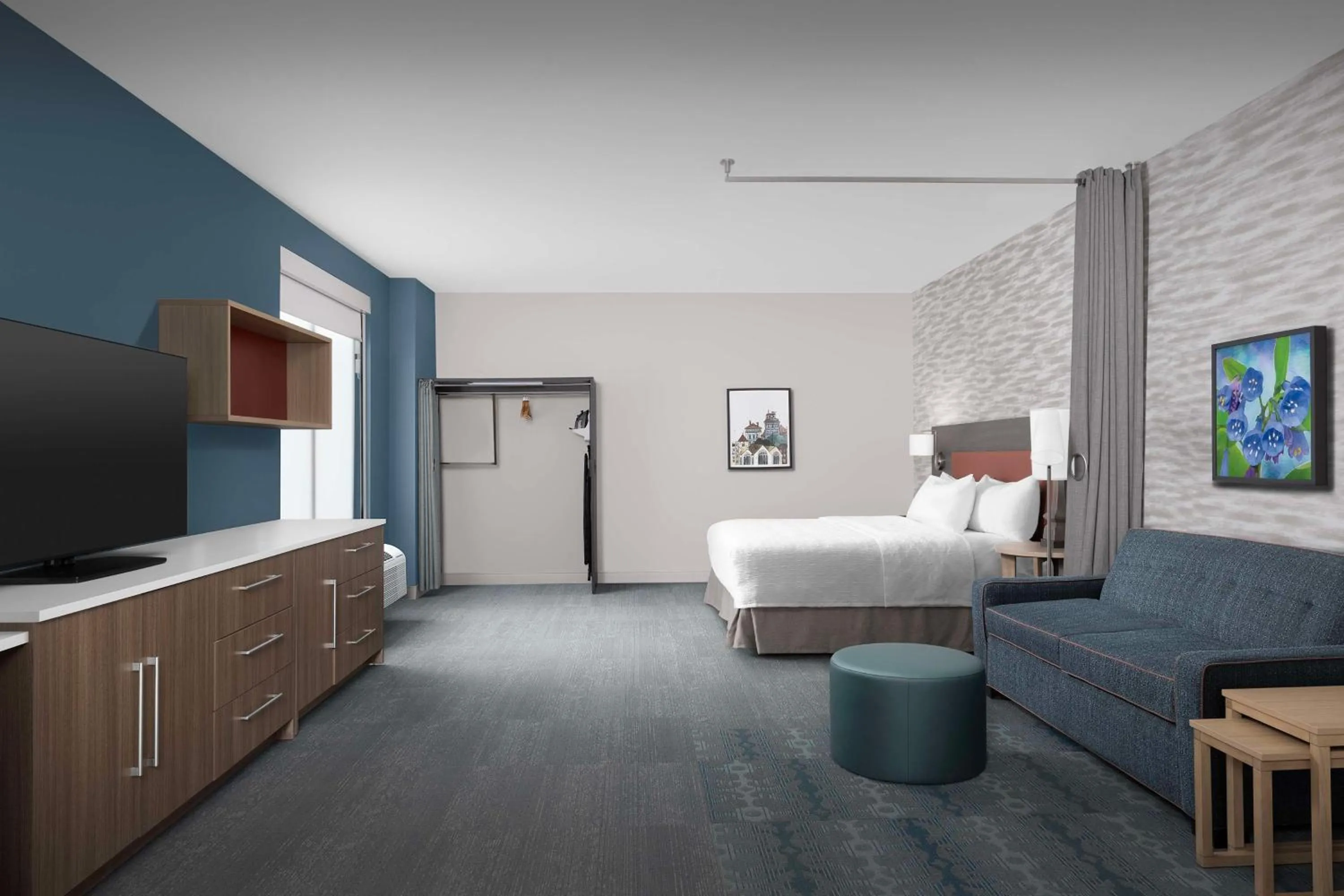 Living room, Bed in Home2 Suites By Hilton Falls Church