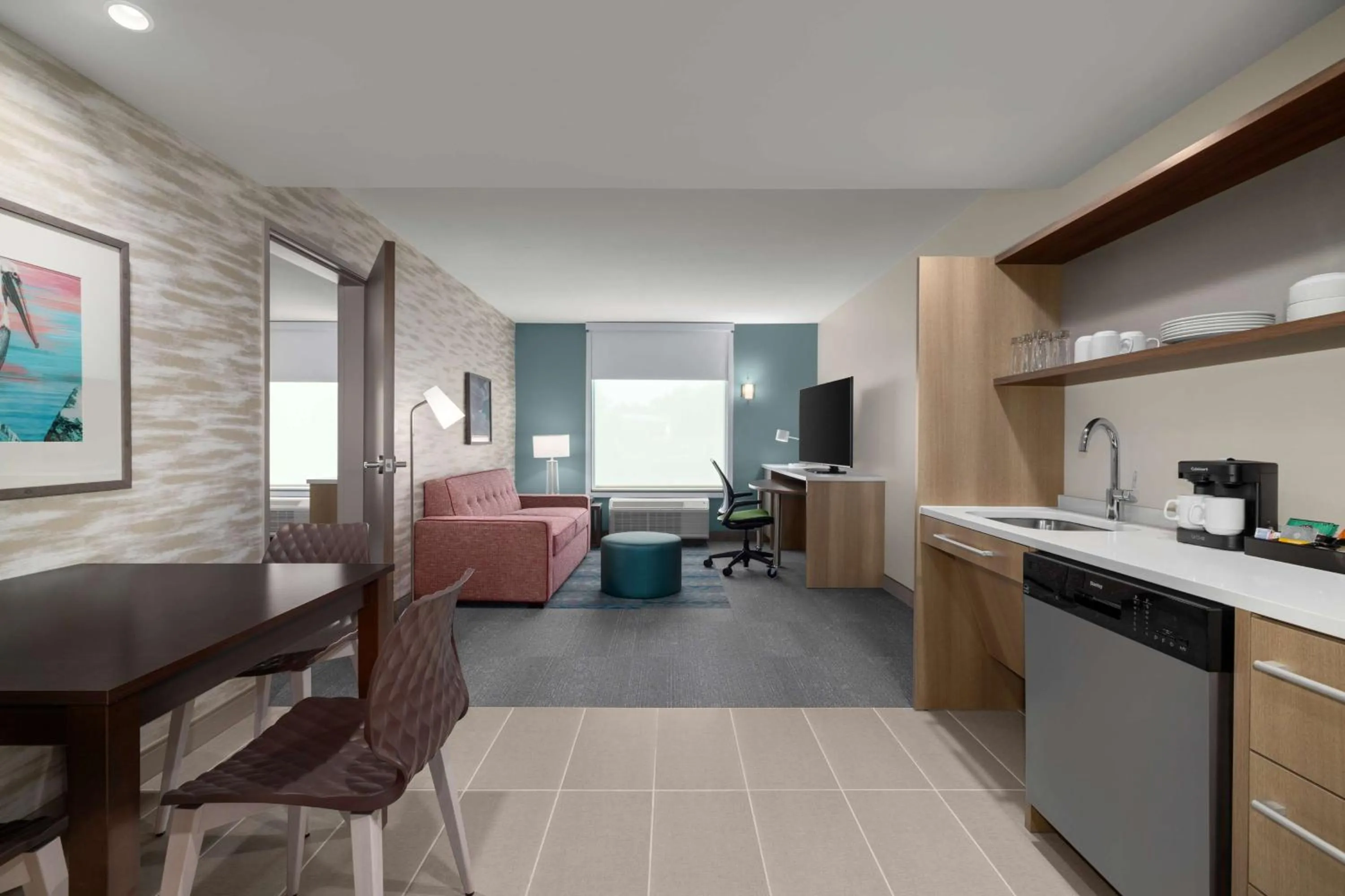 Living room, Bed in Home2 Suites By Hilton Niceville Eglin Air Force Base