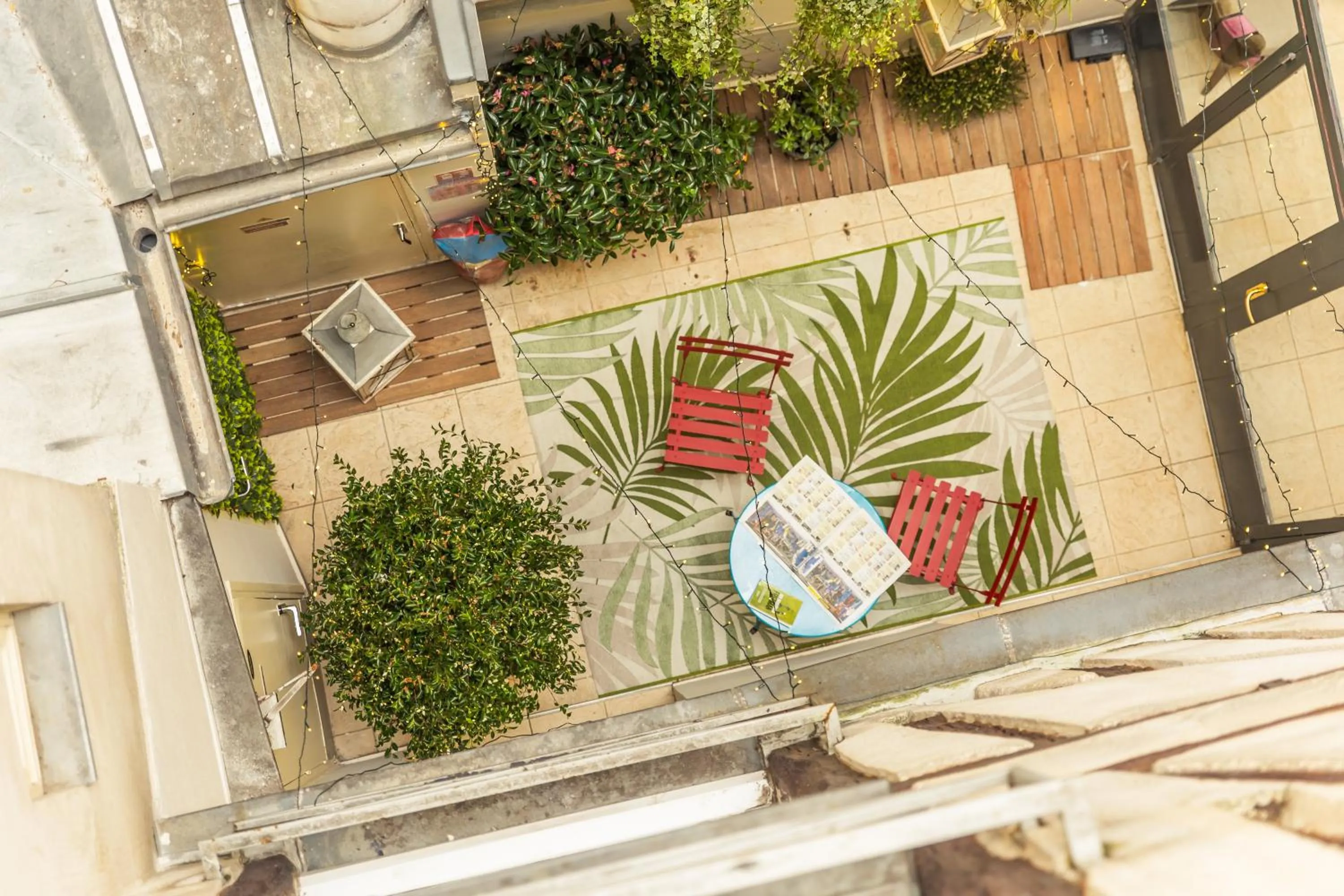 Patio in Young and Happy Latin Quarter by Hiphophostels
