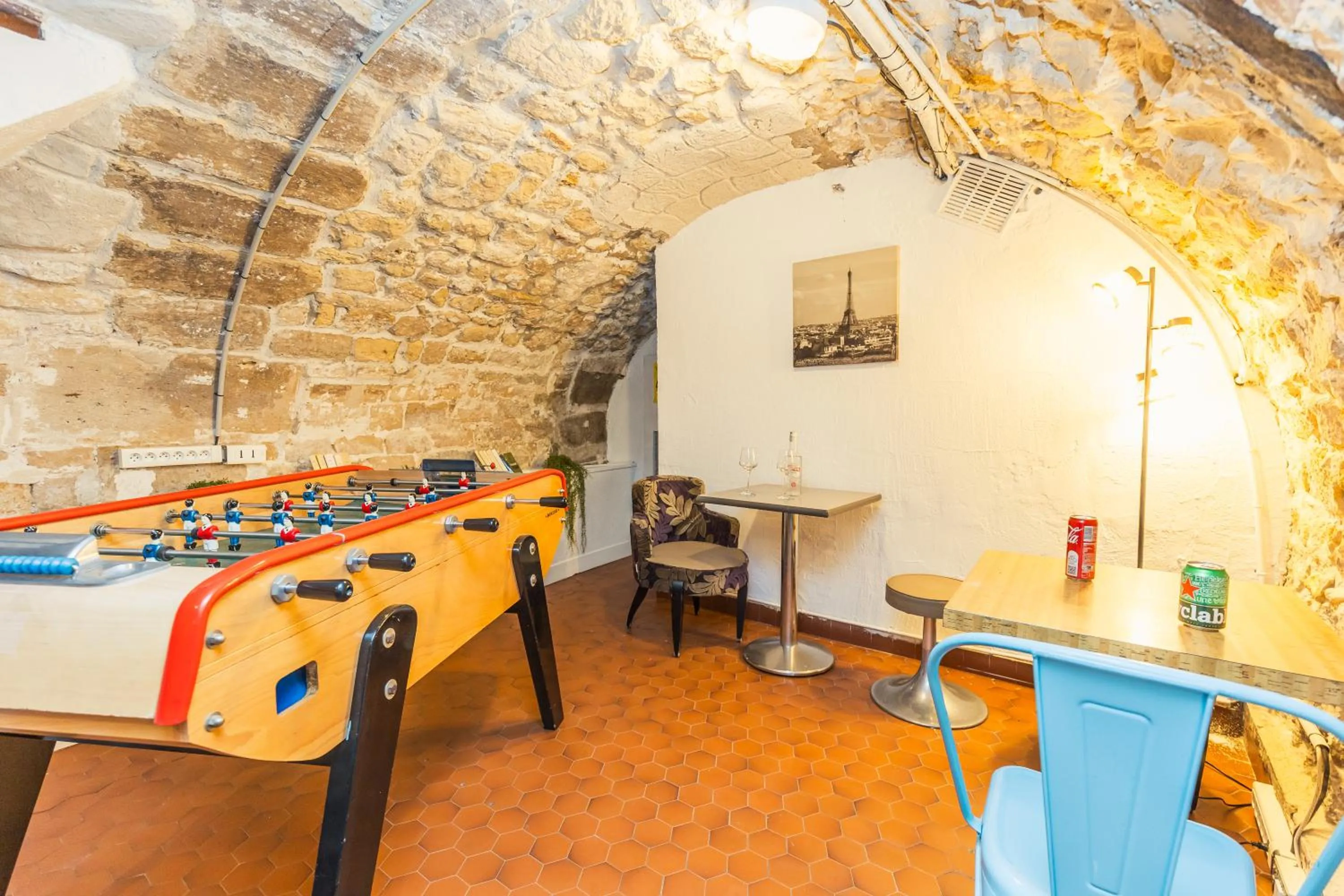 Game Room in Young and Happy Latin Quarter by Hiphophostels