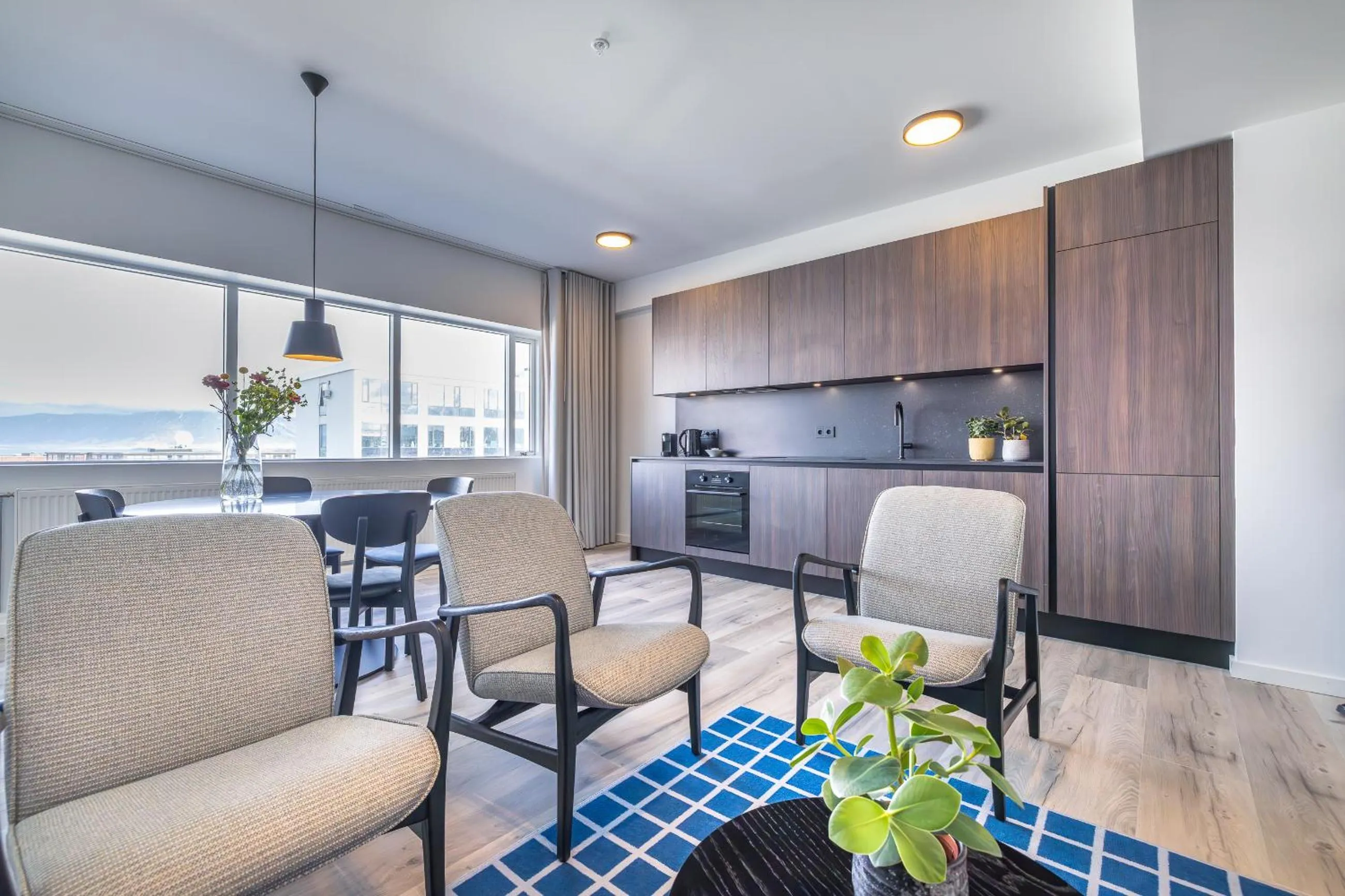 Living room in Hlemmur Suites