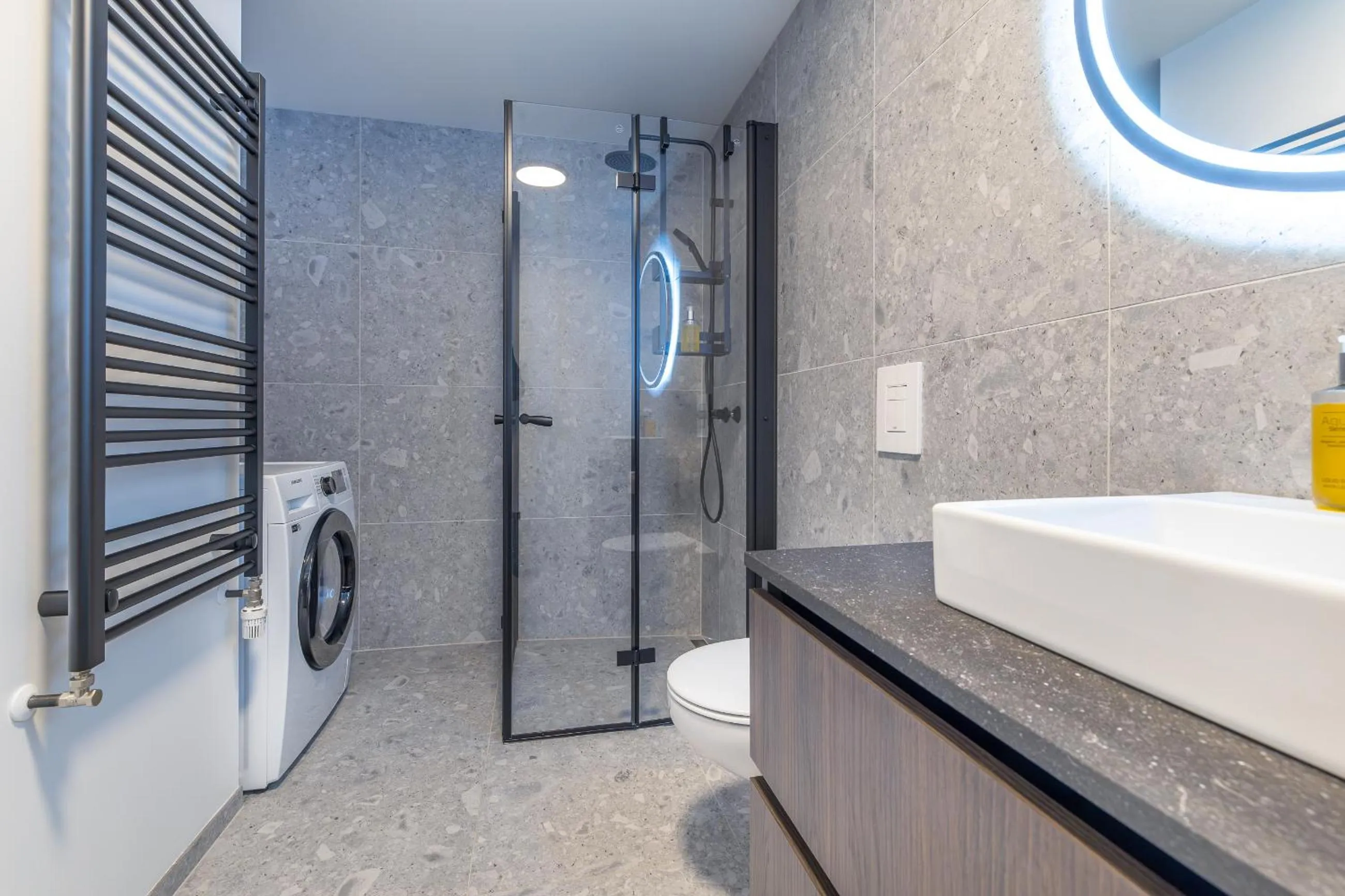 Shower in Hlemmur Suites