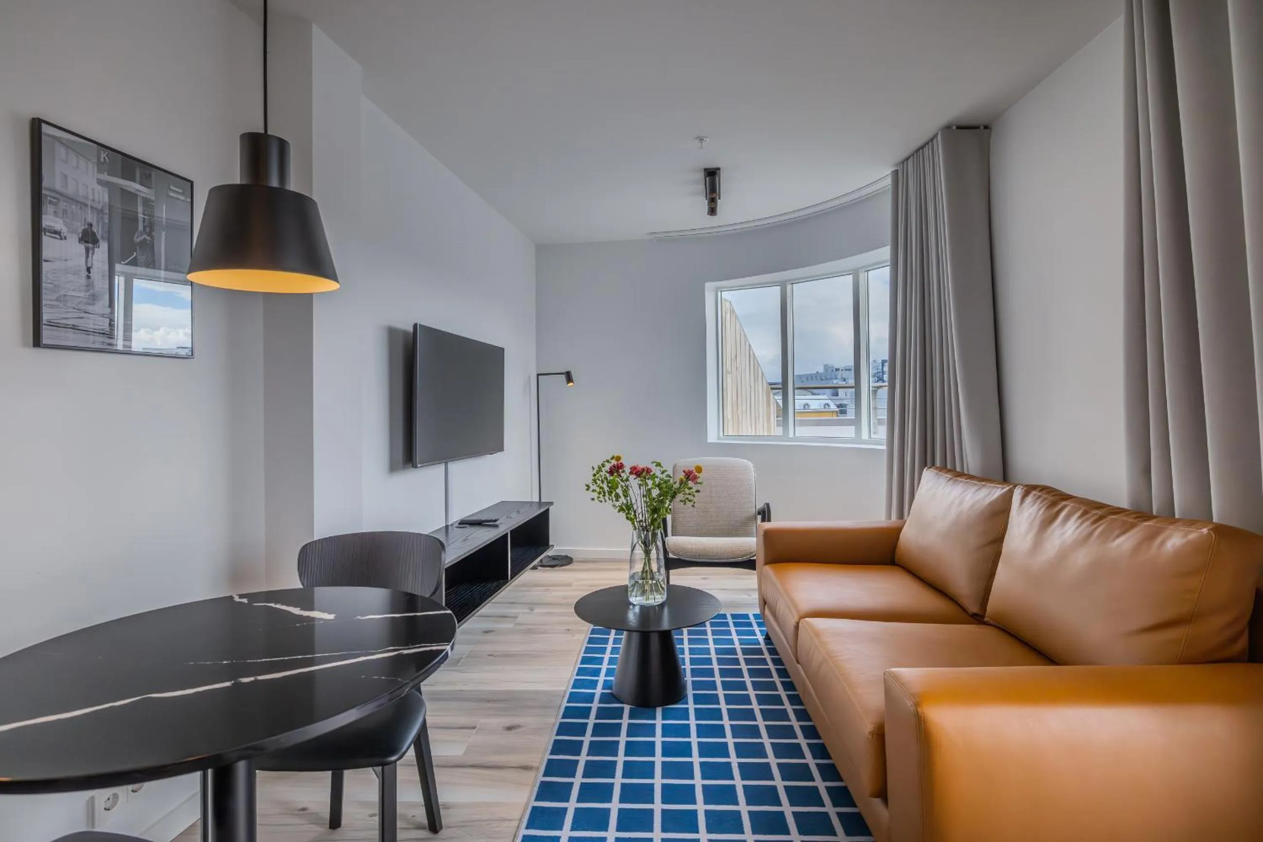 Living room in Hlemmur Suites