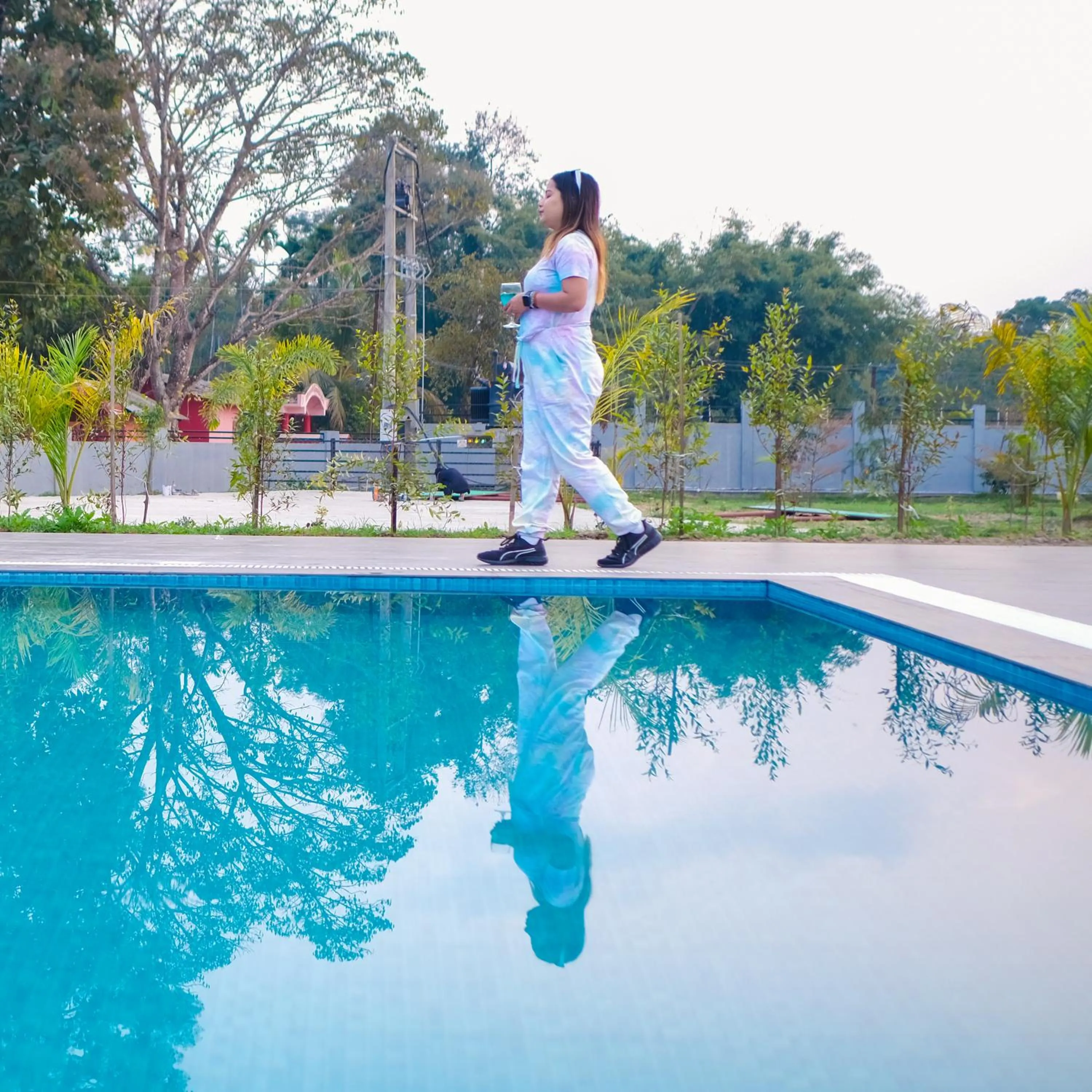 Pool view in Finn's Weaver Resort, Kaziranga