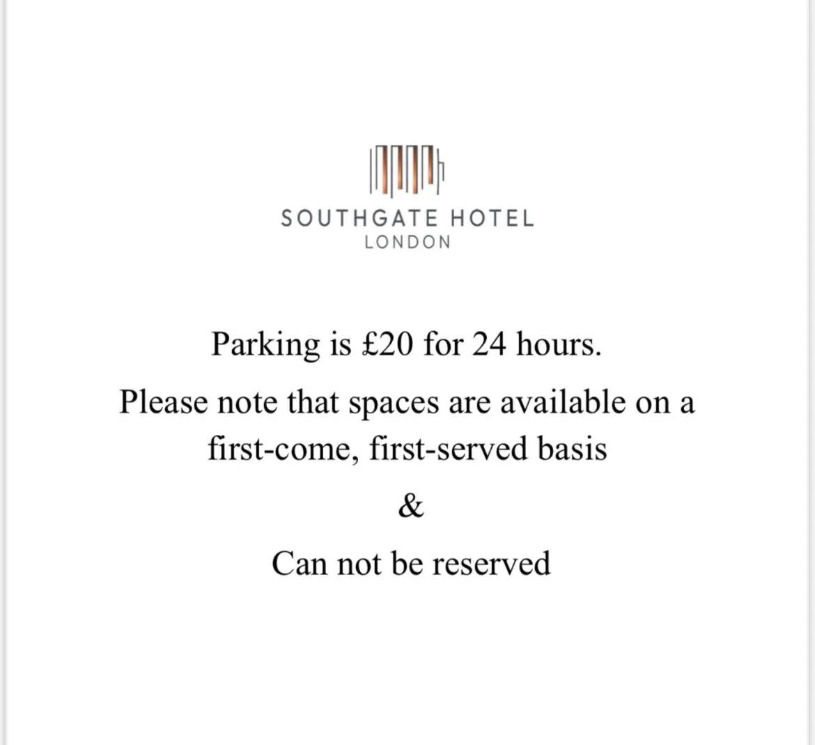 Parking in Southgate Hotel London