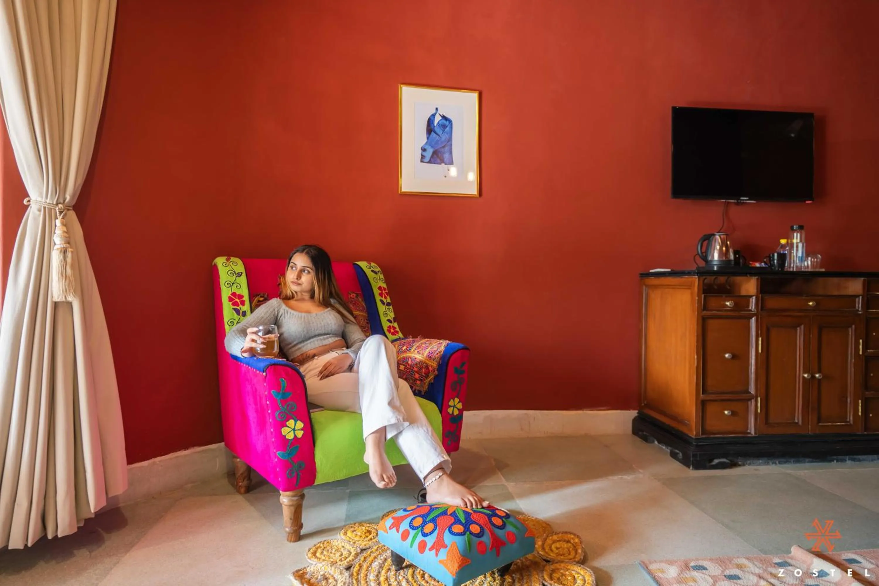 Seating area in Zostel Jodhpur, Ratanada