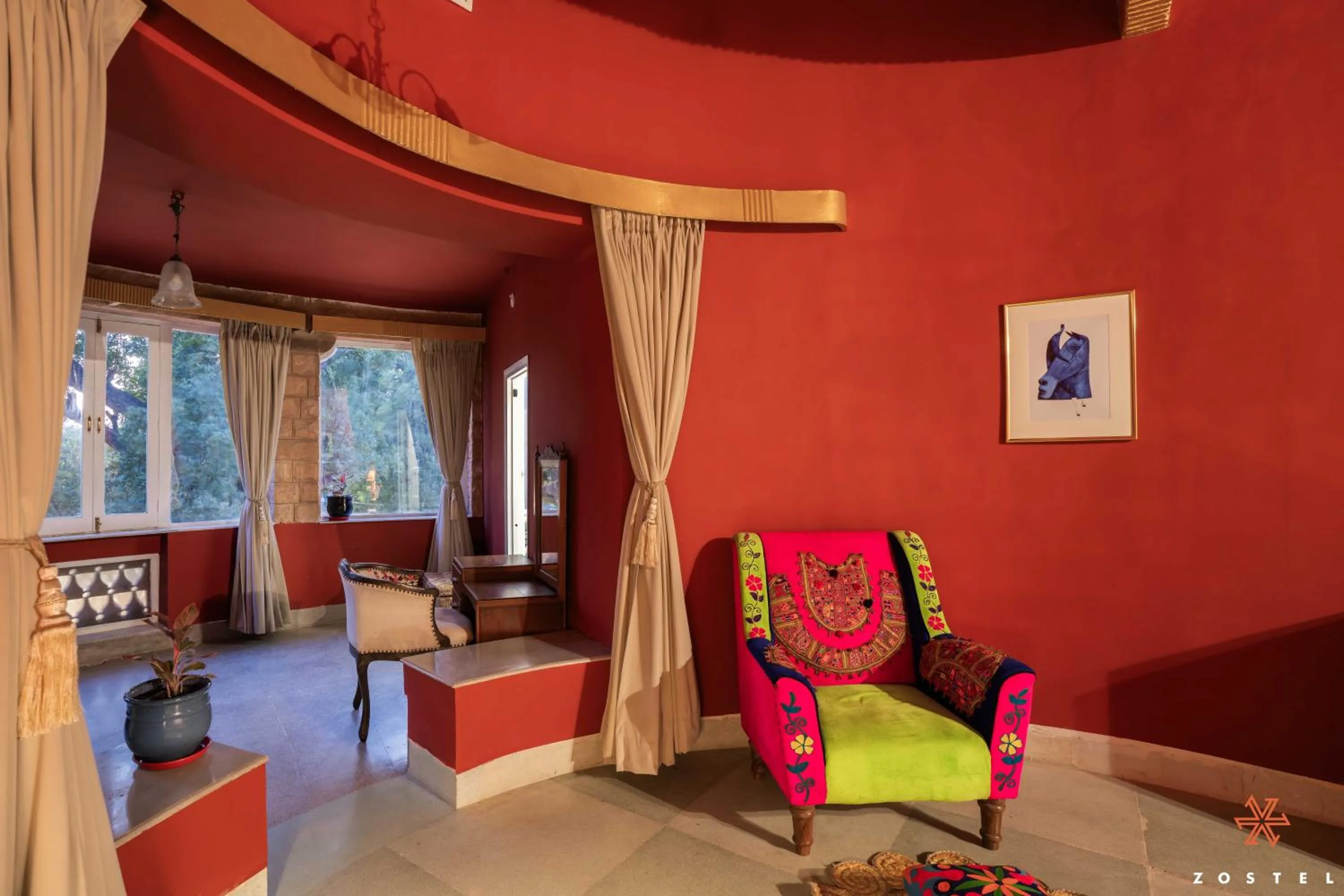 Seating area in Zostel Jodhpur, Ratanada