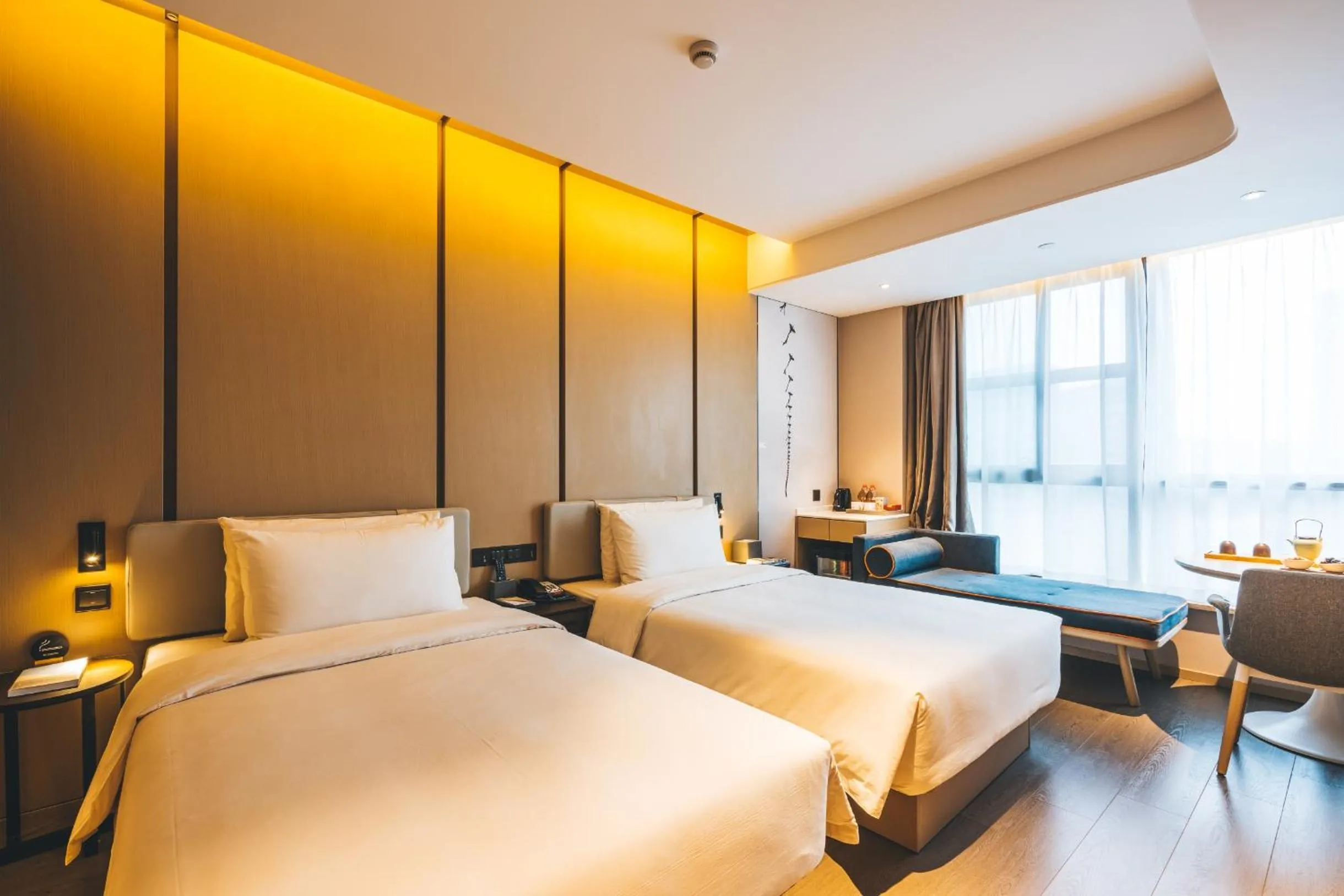 Bed in Atour Hotel Hangzhou Binjiang Olympic Sports