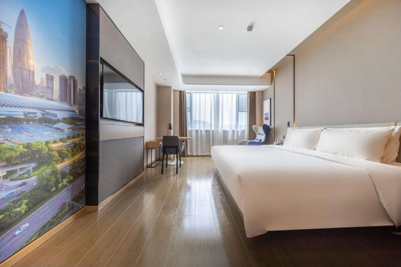 Photo of the whole room, Bed in Atour Hotel Guangzhou Baiyun New Town Jiangxia Metro Station