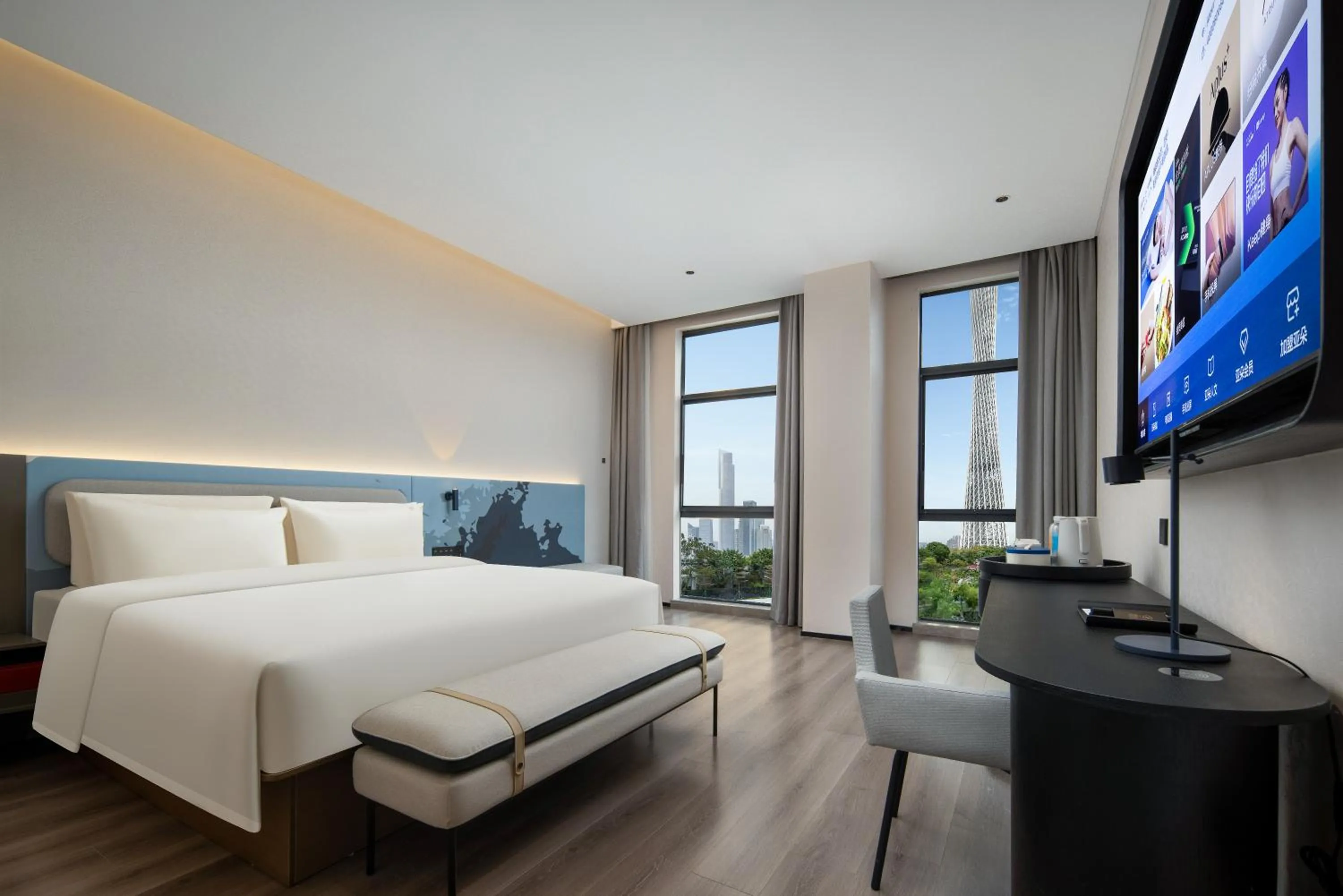 Bed in Atour Light Hotel Guangzhou Pazhou Exhibition Canton Tower Subway Station