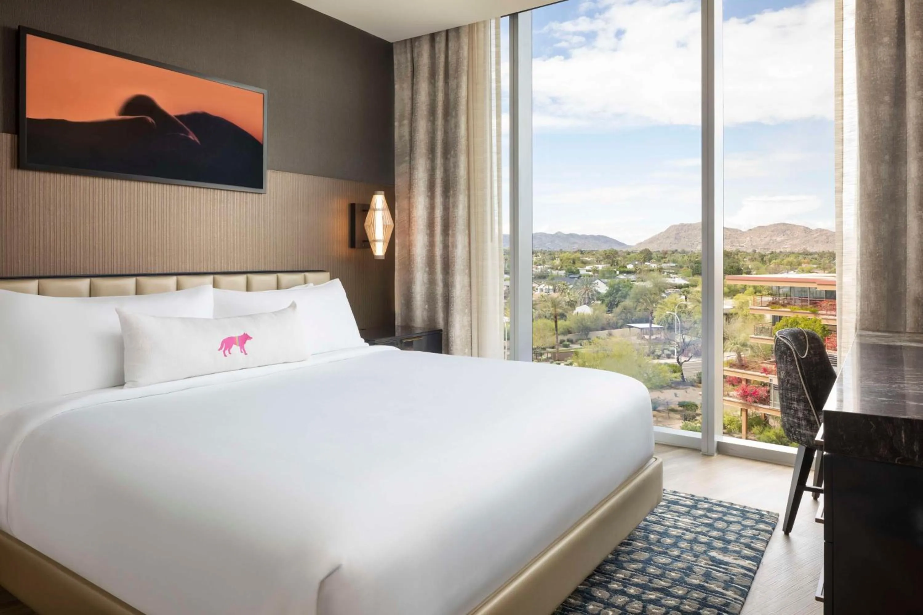 Bed in Caesars Republic Scottsdale, a Hilton Hotel