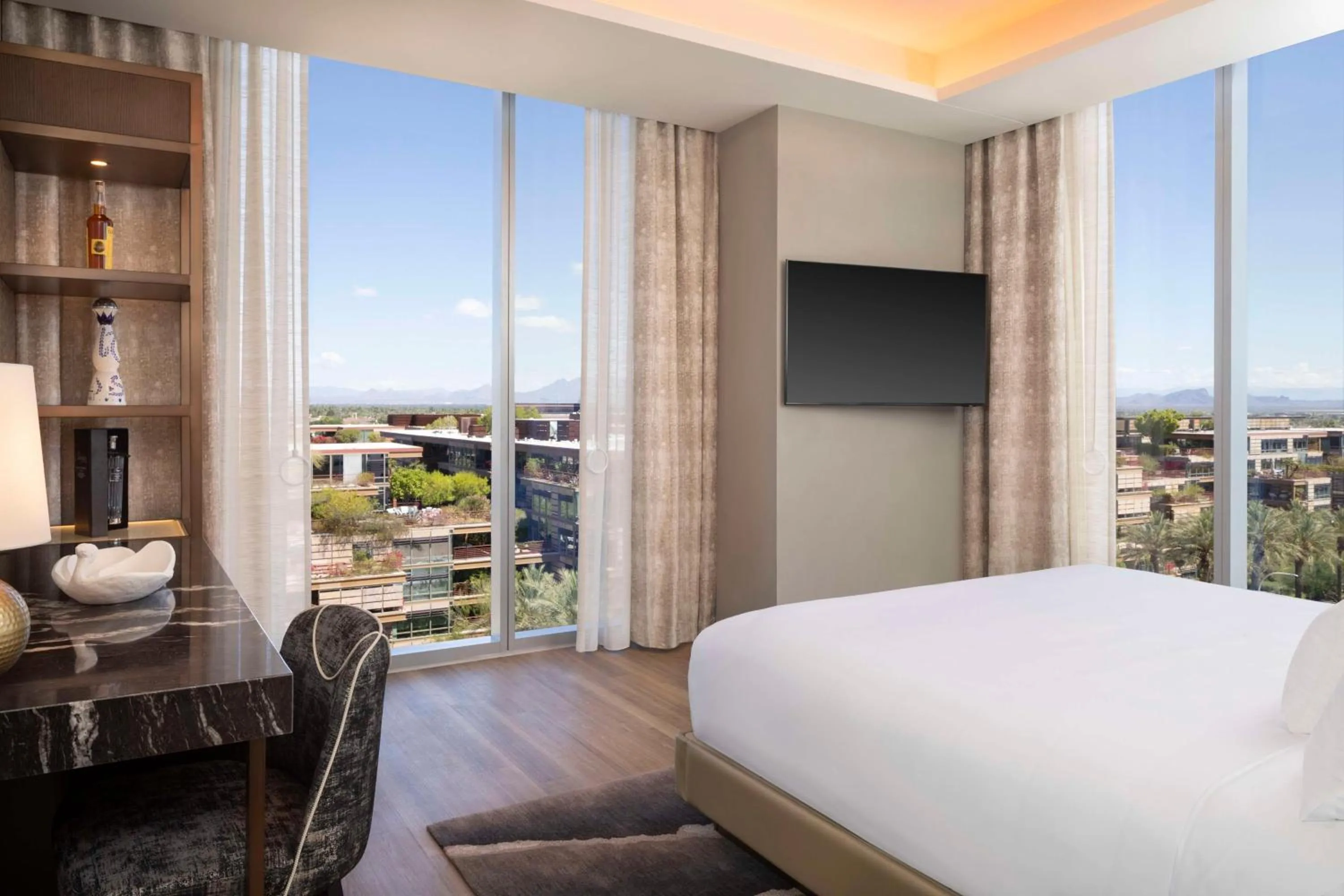 Bed in Caesars Republic Scottsdale, a Hilton Hotel