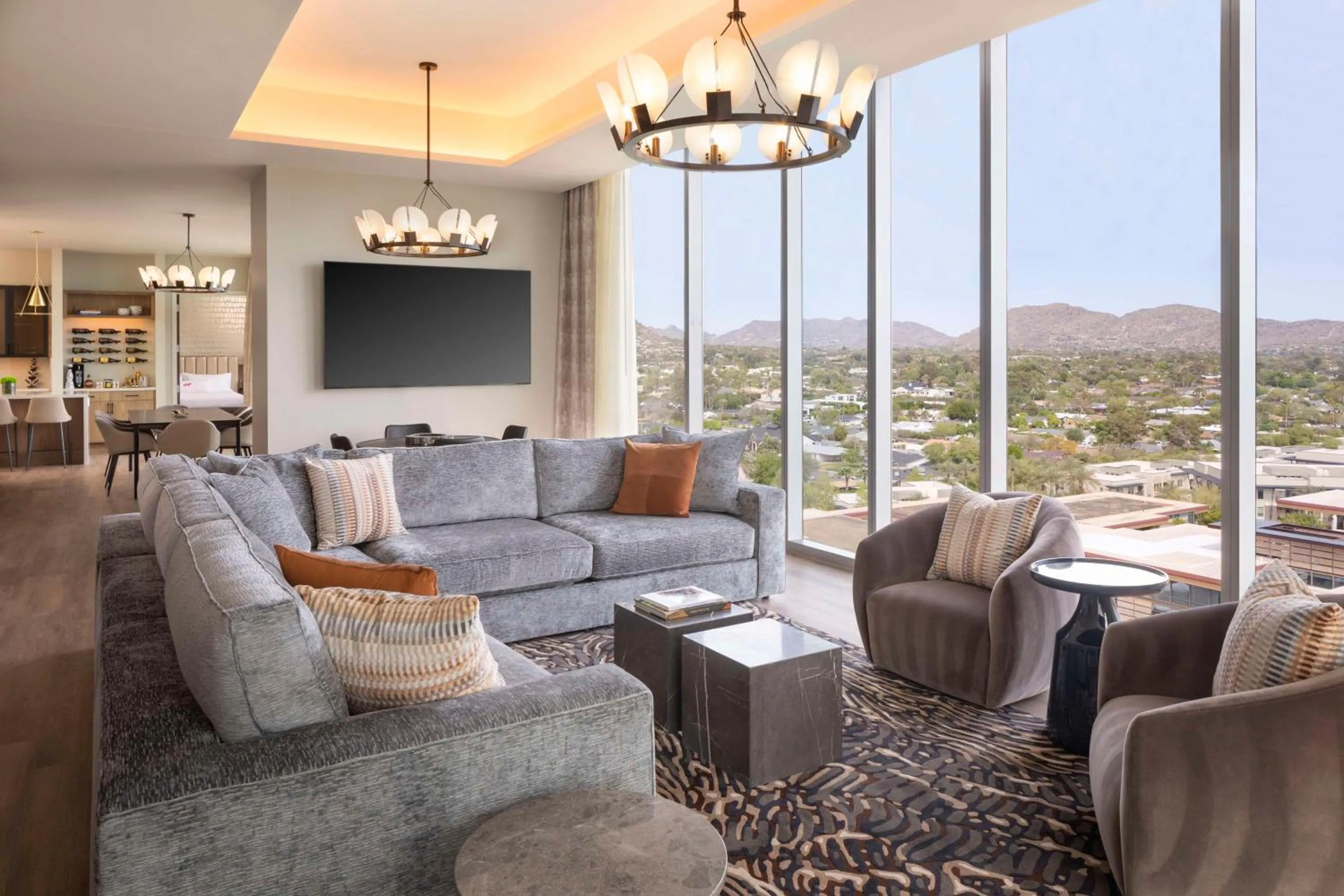 Living room in Caesars Republic Scottsdale, a Hilton Hotel