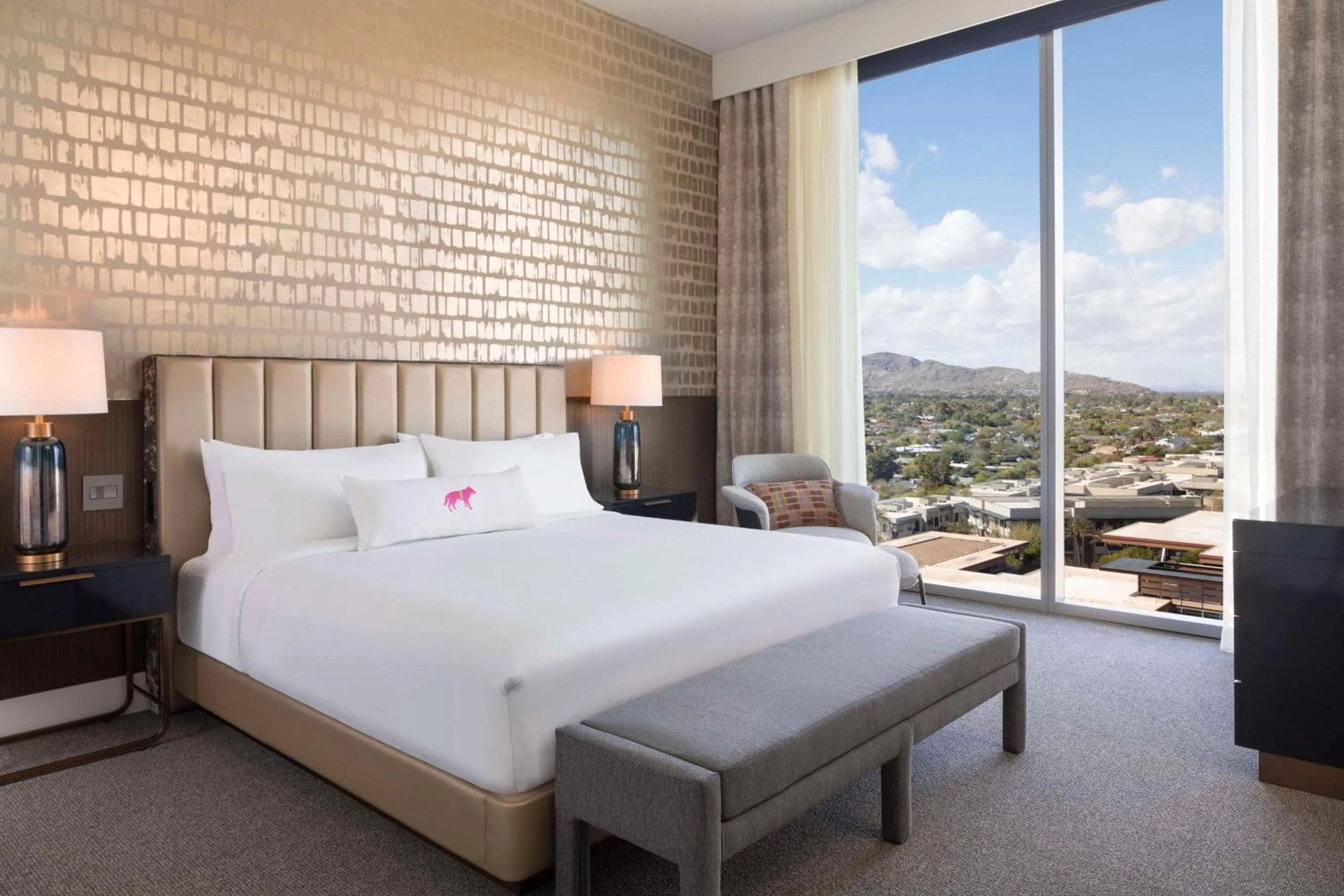 Bed in Caesars Republic Scottsdale, a Hilton Hotel