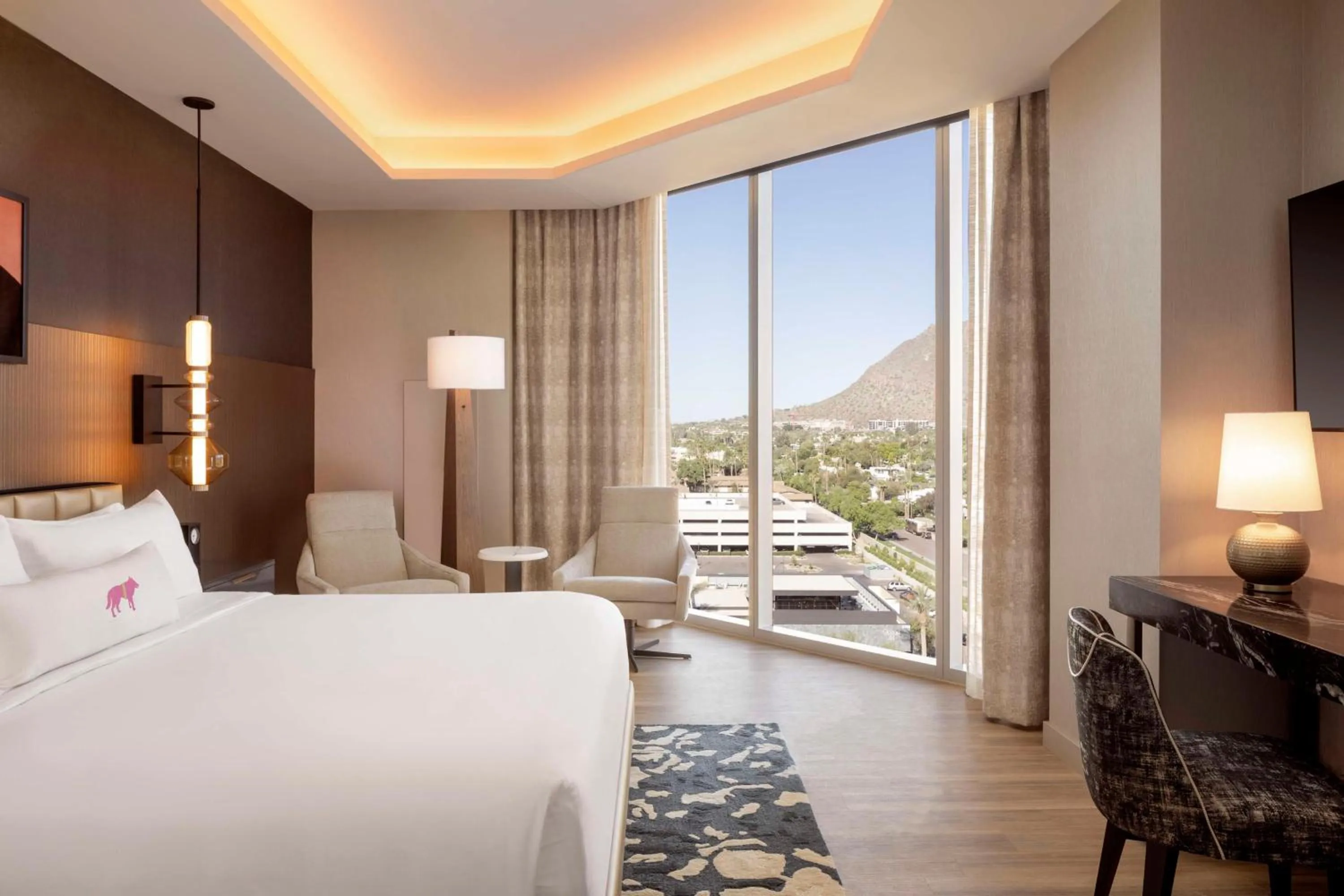 Bed in Caesars Republic Scottsdale, a Hilton Hotel