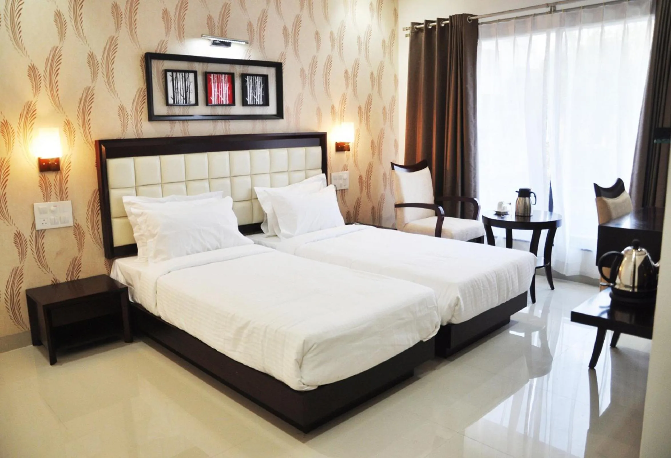 Photo of the whole room, Bed in Krishna Inn