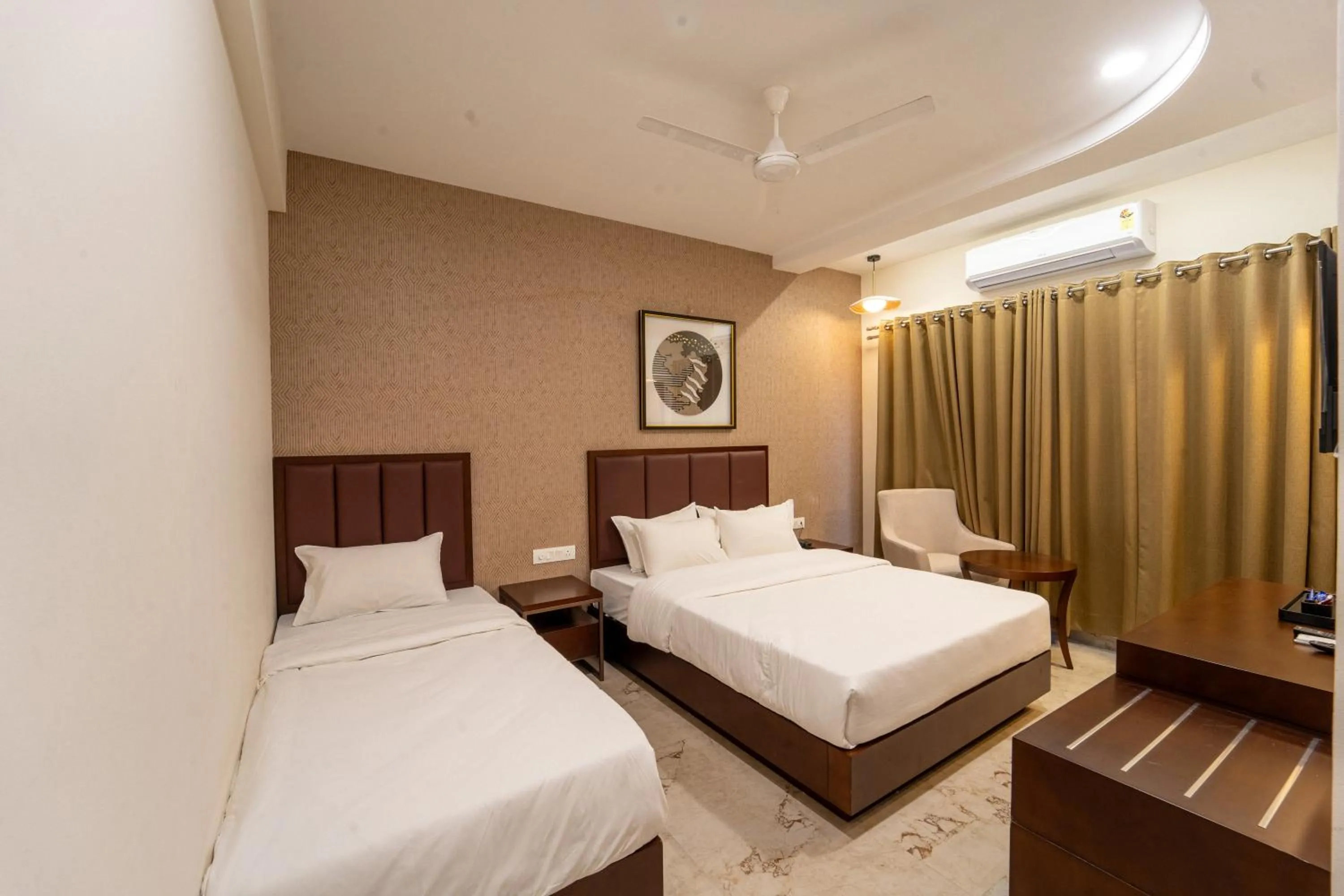 Photo of the whole room, Bed in Krishna Inn