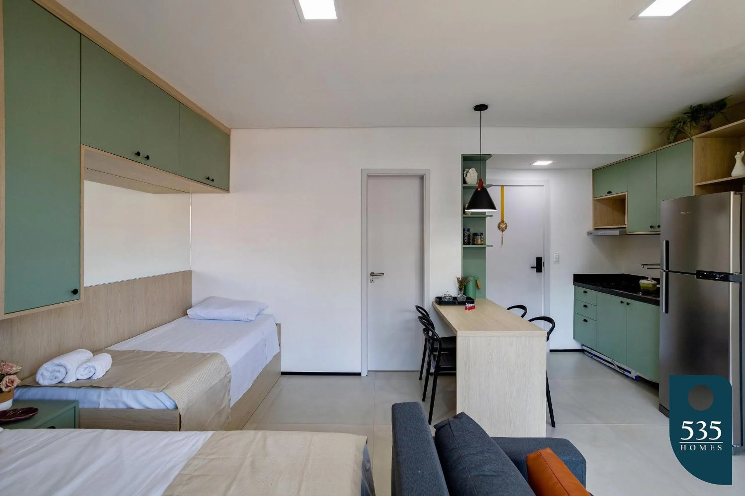 Kitchen or kitchenette, Bed in Estúdio Exclusivo: Conforto e Estilo em Itacaré