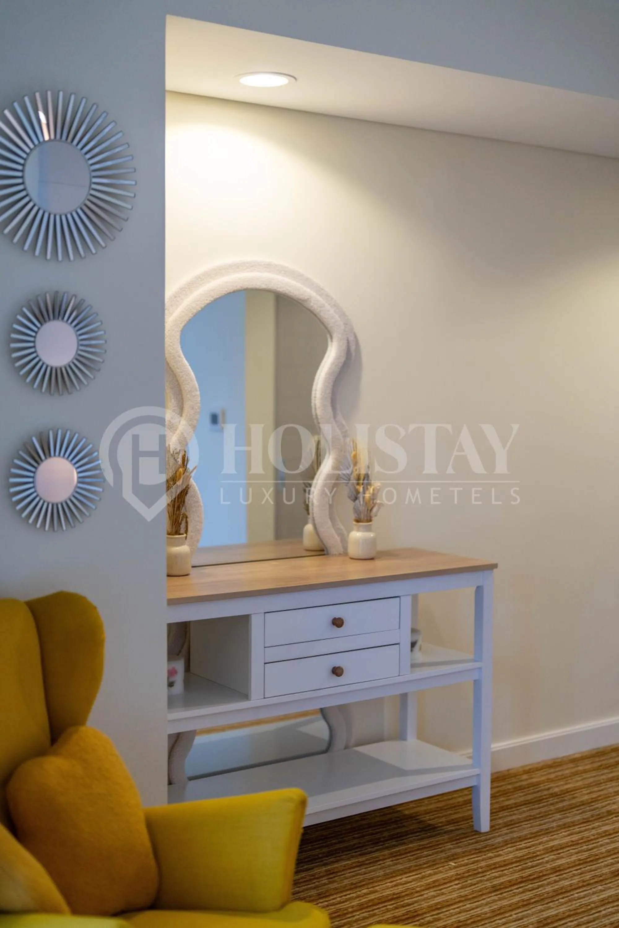 Living room in Holistay Luxury Homes - Burj khalifa view - Direct Access Dubai Mall