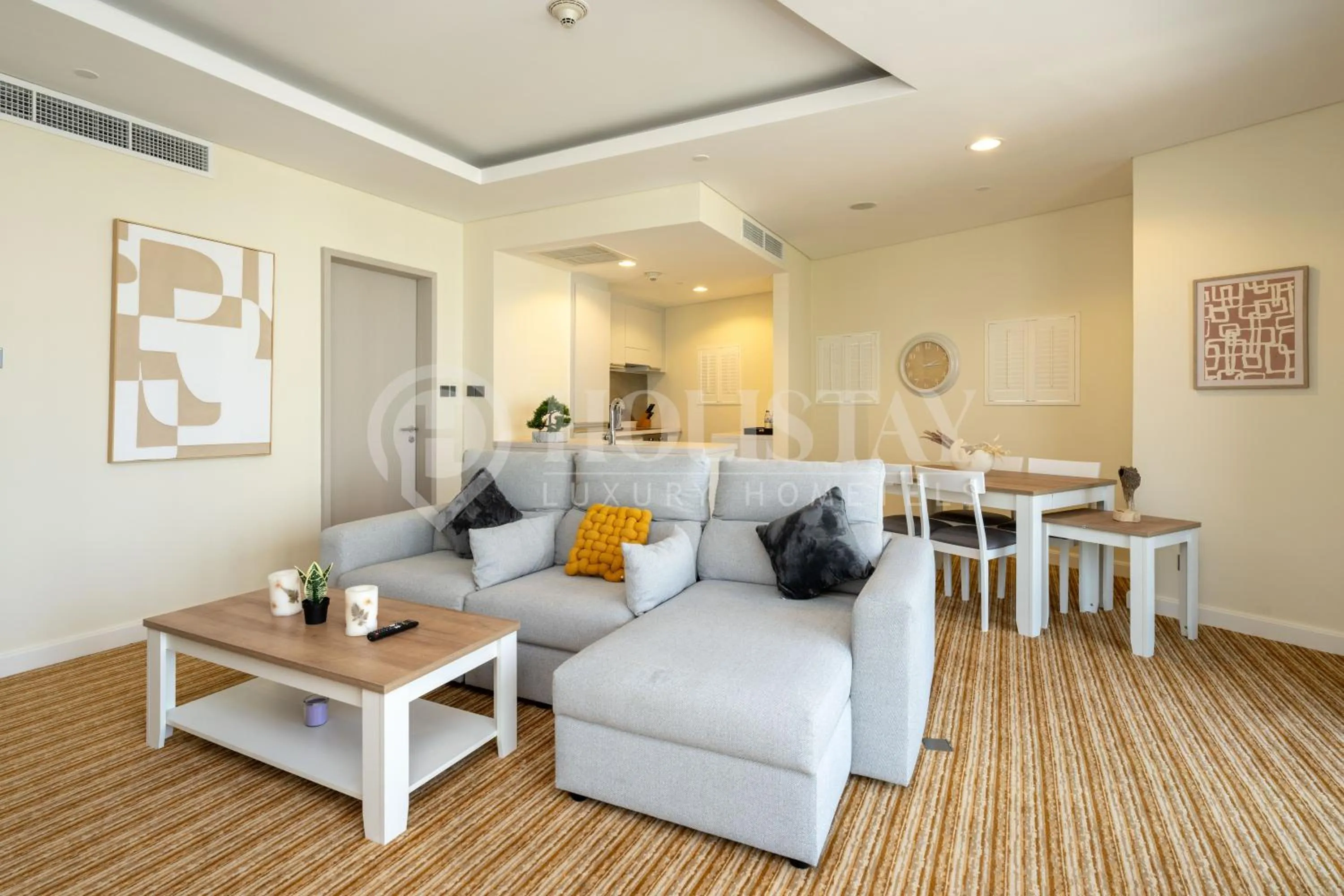 Seating area in Holistay Luxury Homes - Burj khalifa view - Direct Access Dubai Mall