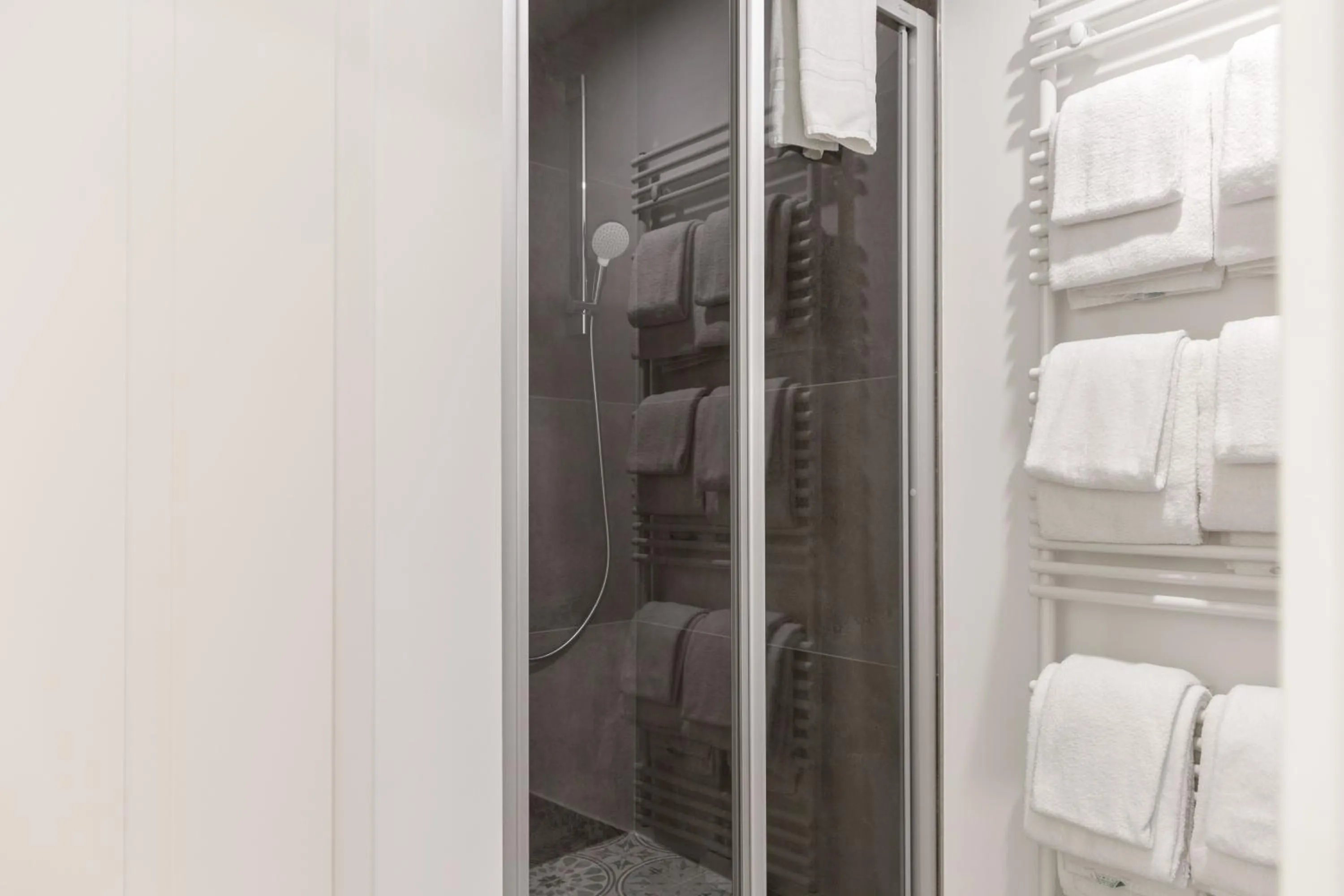 Shower in living TIMELESS - Adler Apartments Sasbachwalden