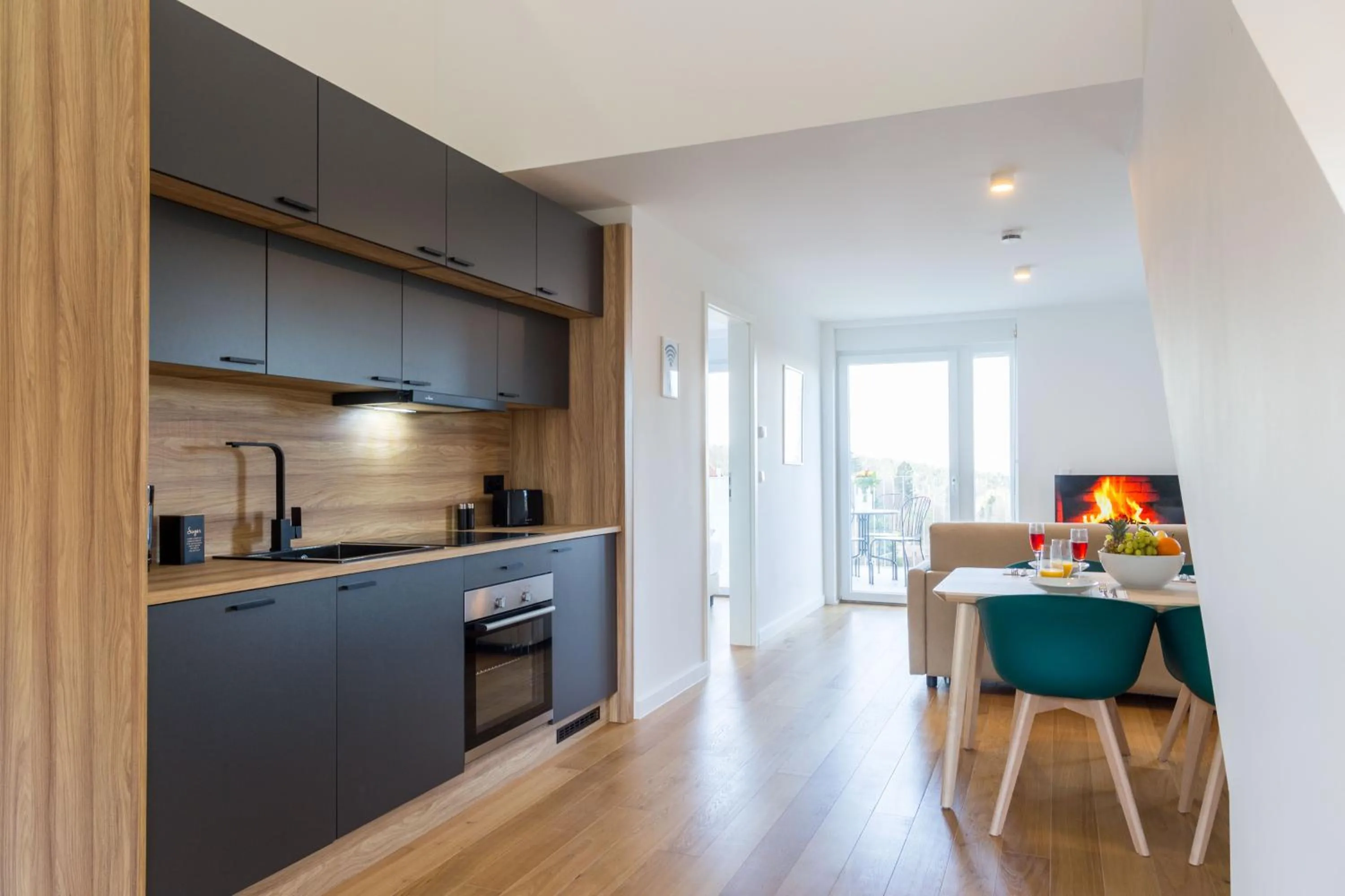 Kitchen or kitchenette in living TIMELESS - Adler Apartments Sasbachwalden