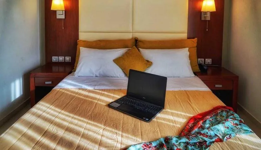 Bed in GOLDEN SUN Κokkoni Beach Hotel