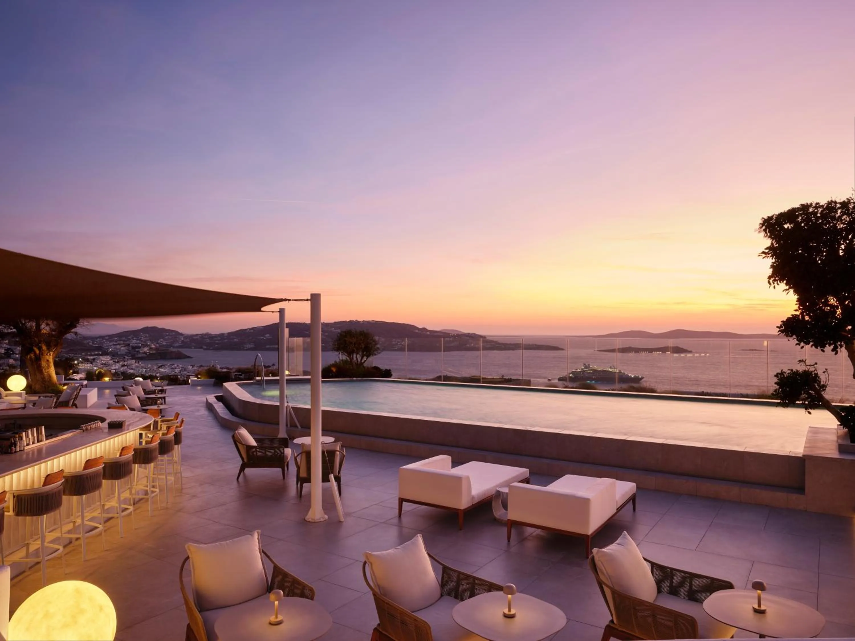 Lounge or bar in Deos Mykonos - A Myconian Collection Hotel