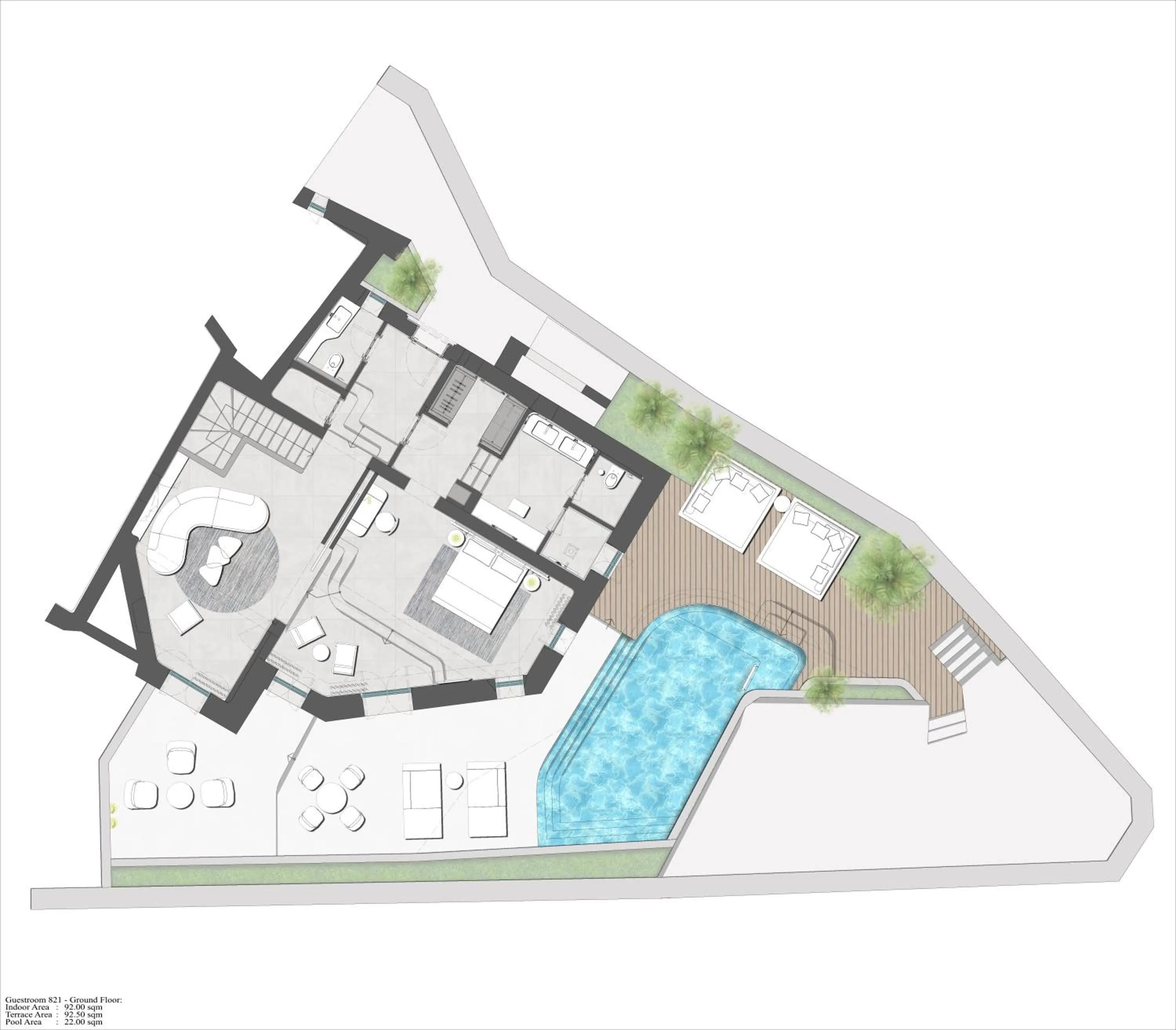 Floor plan in Deos Mykonos - A Myconian Collection Hotel