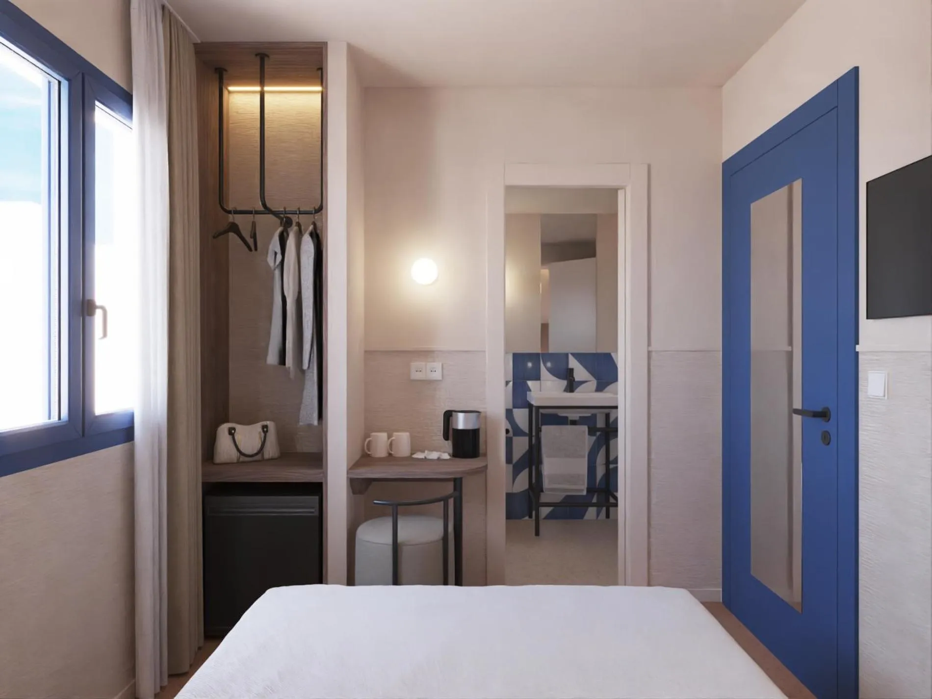 Coffee/tea facilities, Bed in Hotel Goya