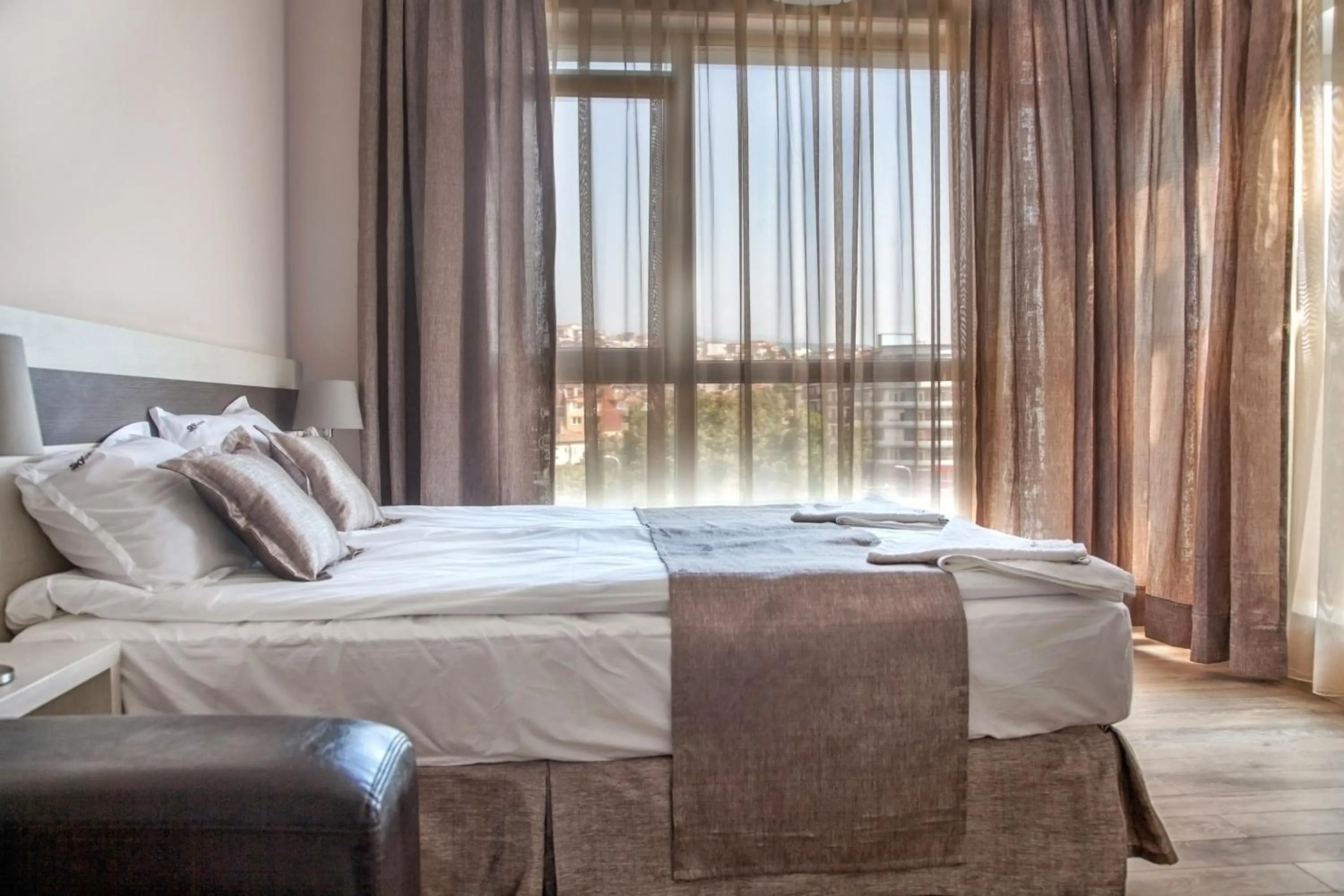 Bedroom, Bed in Sky Apartments