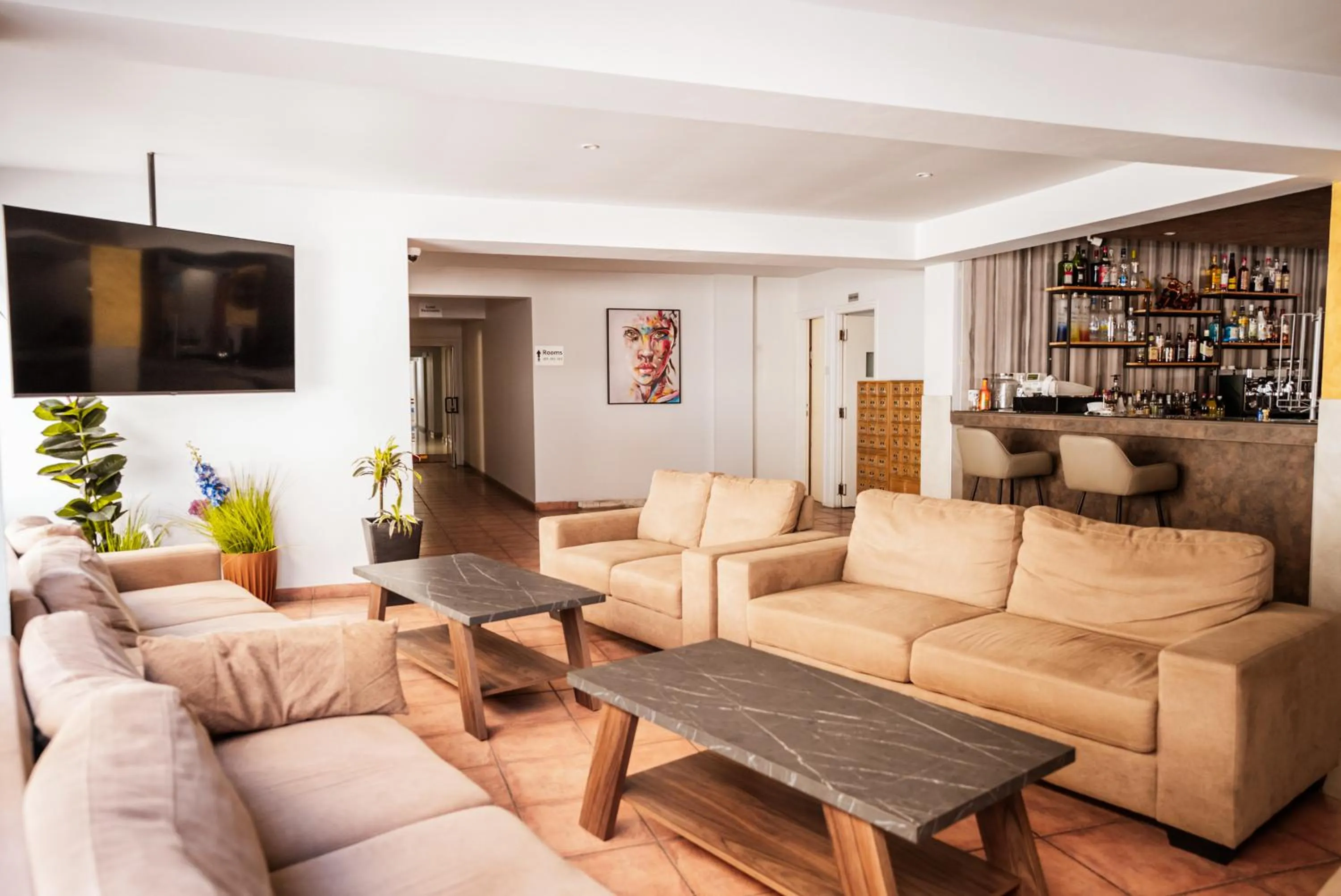 Seating area in Paul Marie Hotel Apartments