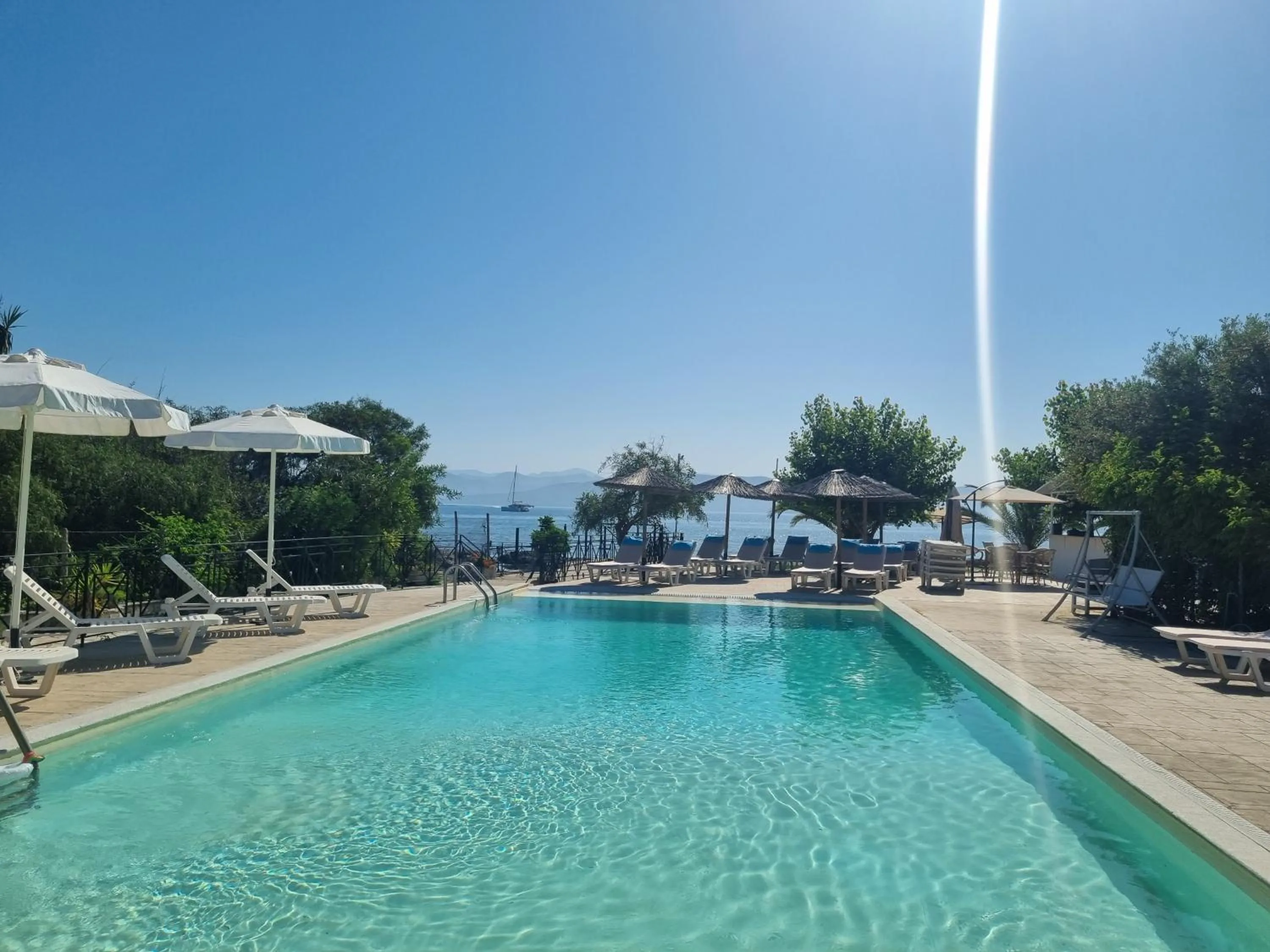 Pool view in Blue Waves Corfu