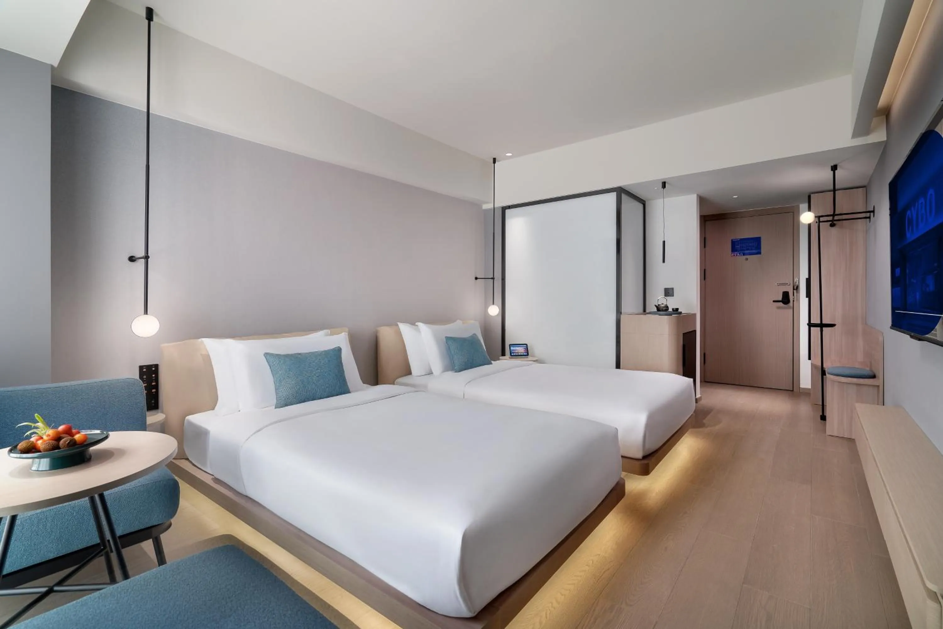 Bedroom, Bed in CYBO Station SSAW Shangpin Hotel Luohu Shenzhen