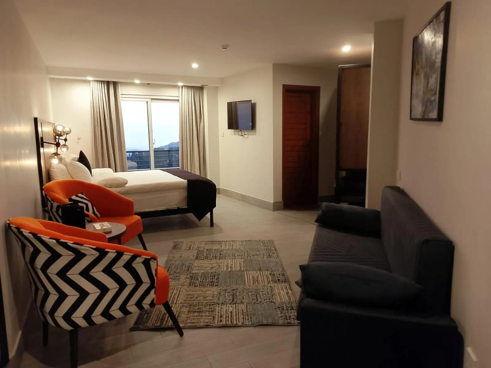 View (from property/room), Bed in Sky Lodge Hotel