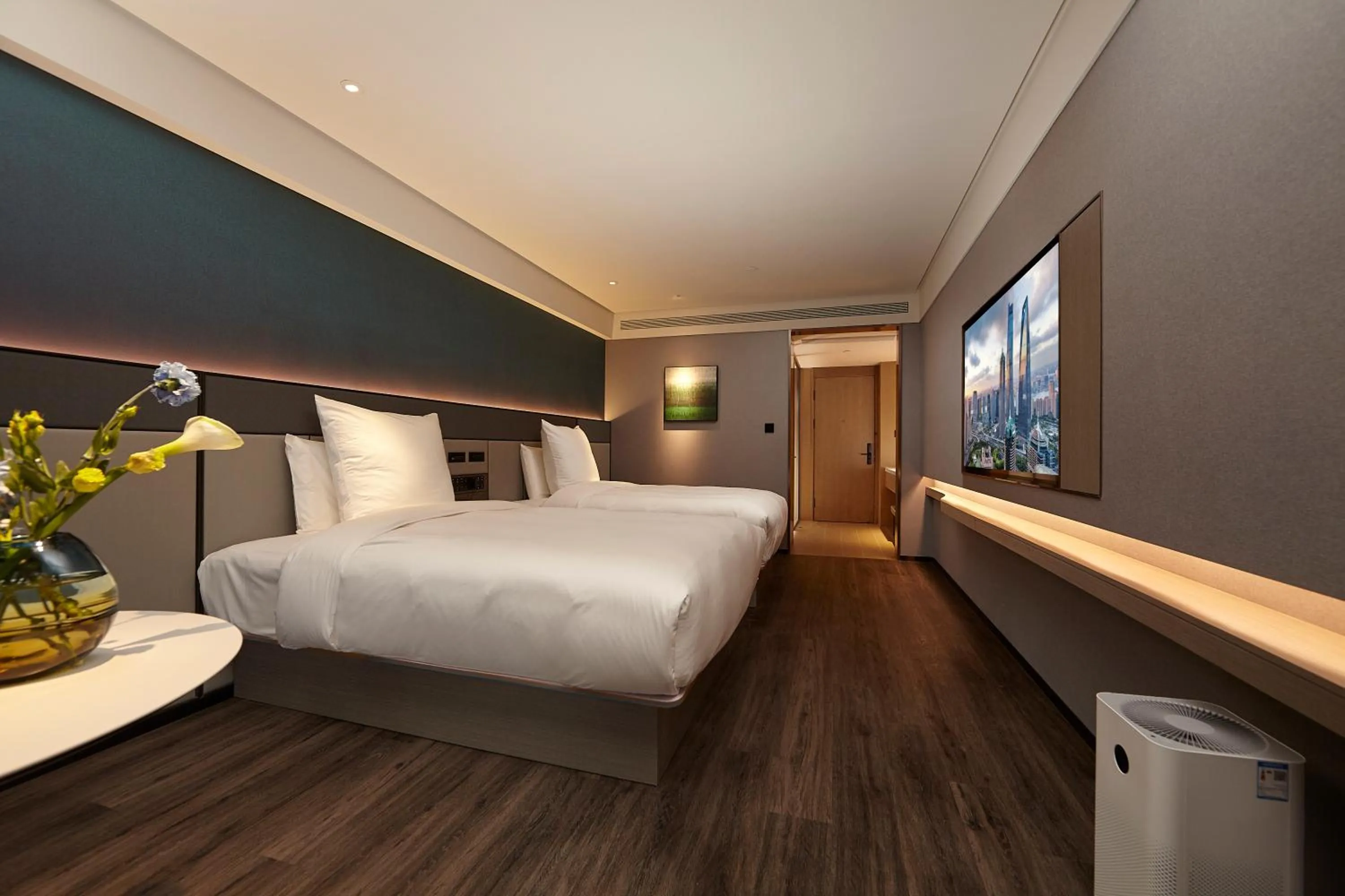 Photo of the whole room, Bed in Intercity Yangzhou Slender West Lake