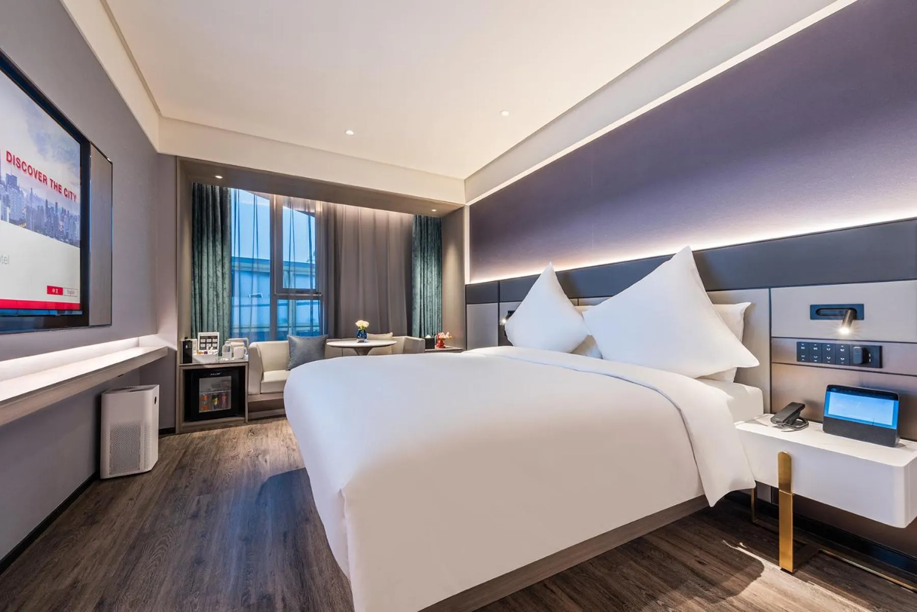 Photo of the whole room, Bed in Intercity Yangzhou Slender West Lake