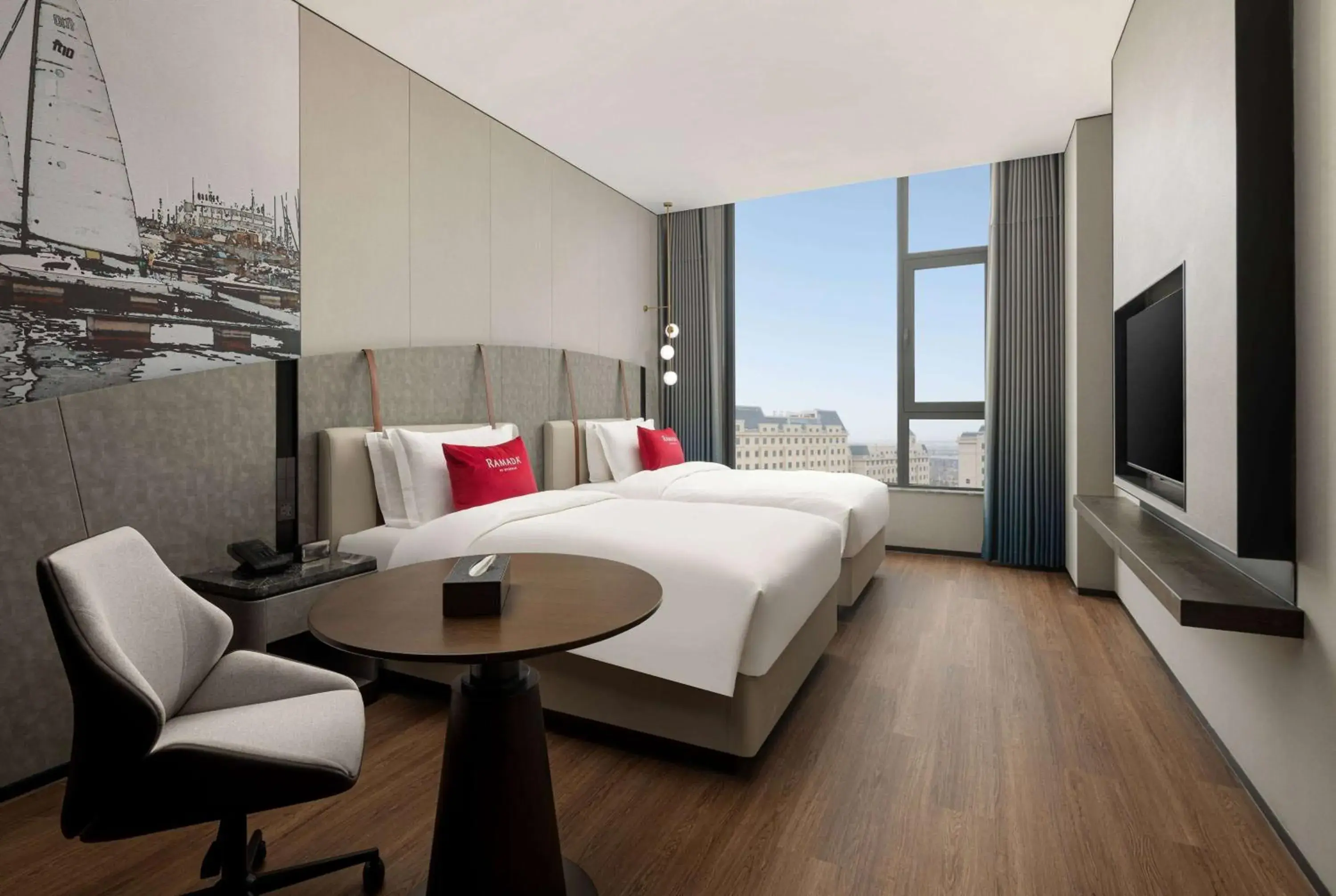 Deluxe Twin Room in Ramada by Wyndham Qingdao Jiaodong International Airport Deluxe Twin Room in Ramada by Wyndham Qingdao Jiaodong International Airport